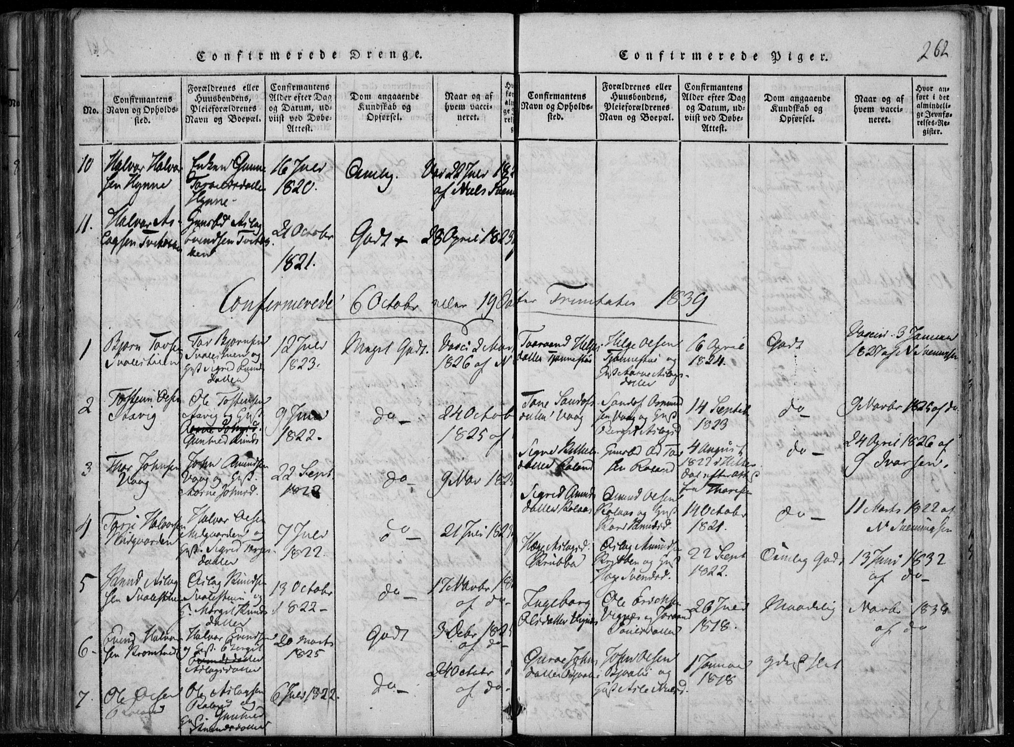 Rauland kirkebøker, AV/SAKO-A-292/F/Fa/L0001: Ministerialbok nr. I 1, 1814-1859, s. 262