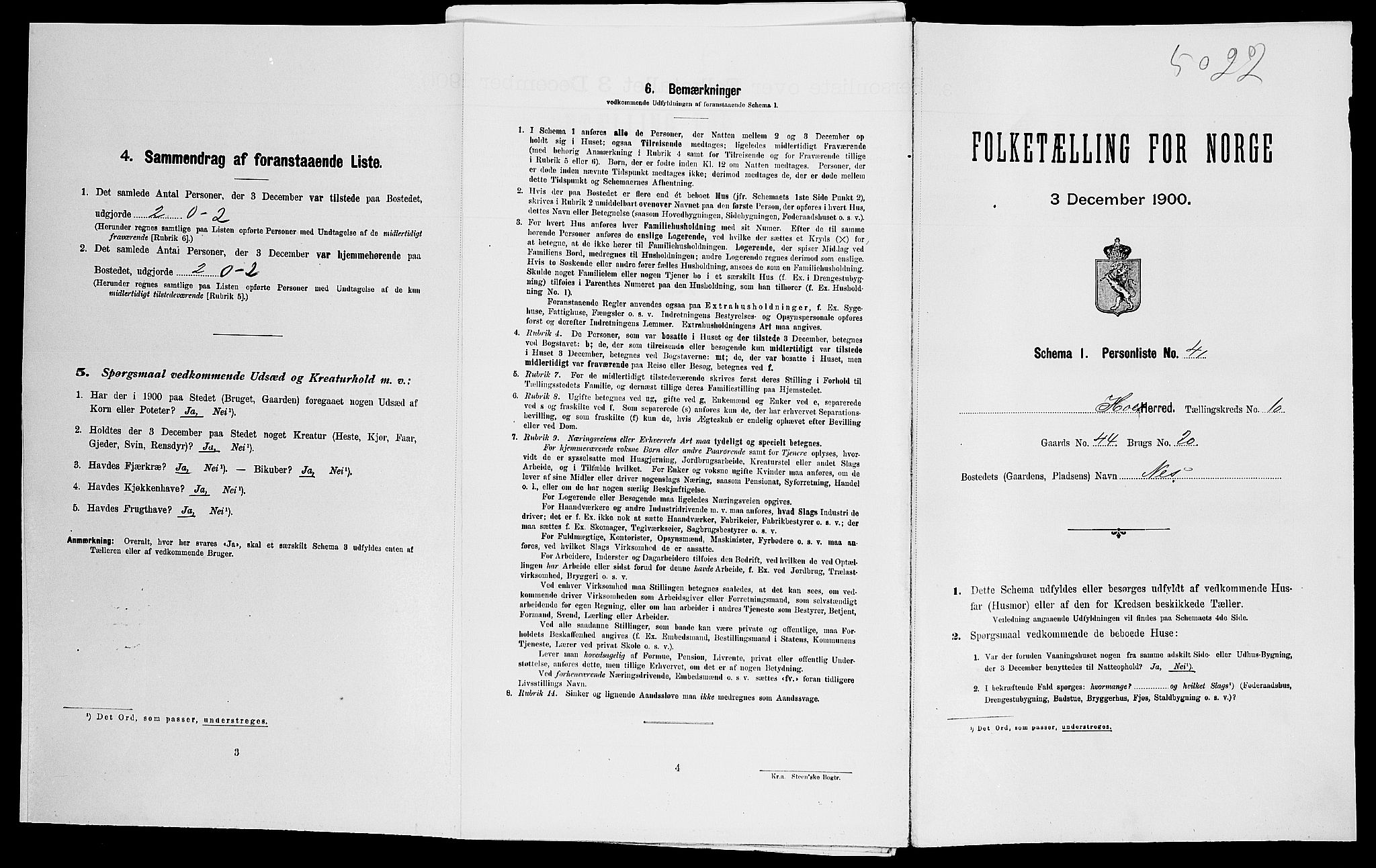SAK, Folketelling 1900 for 0914 Holt herred, 1900, s. 1496