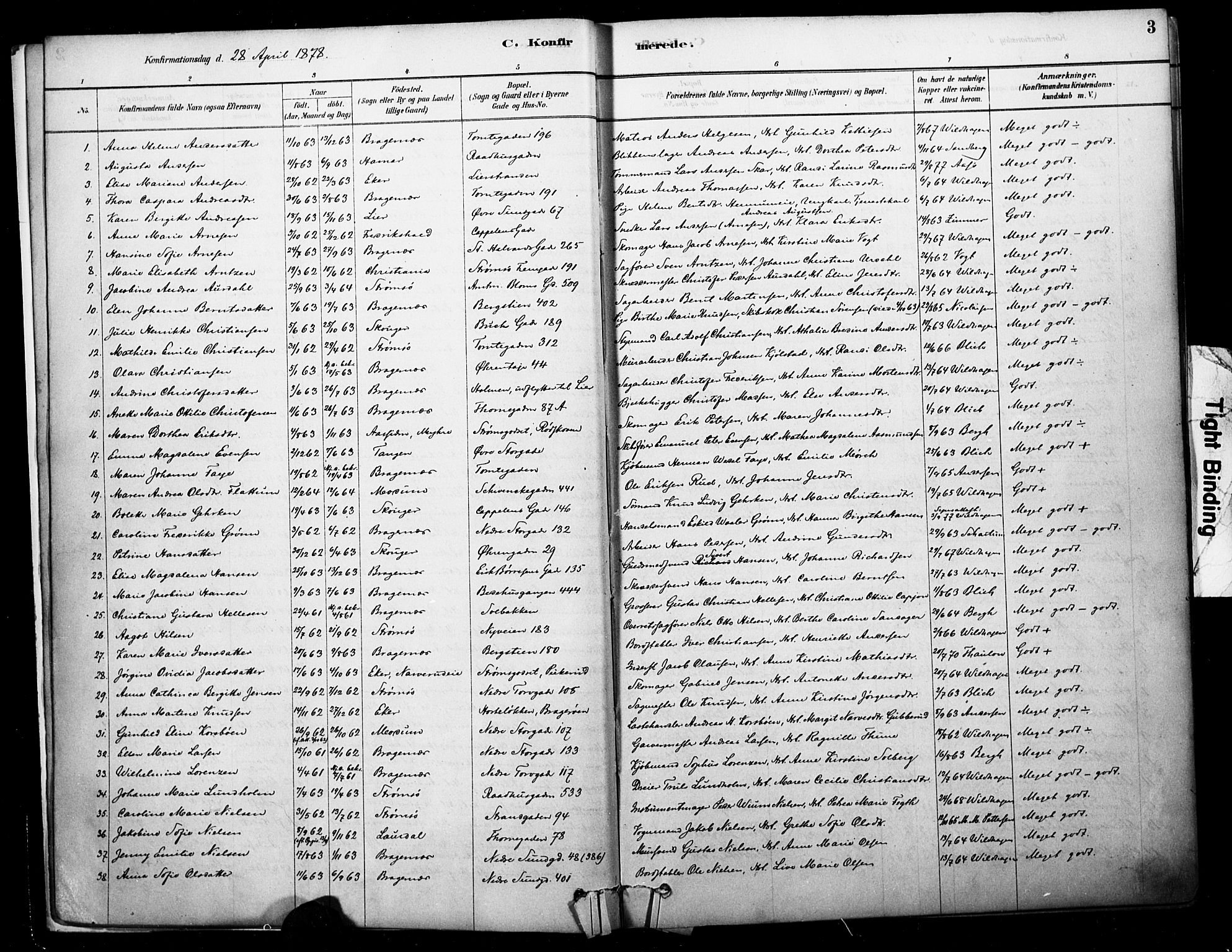 Bragernes kirkebøker, AV/SAKO-A-6/F/Fc/L0005: Ministerialbok nr. III 5, 1878-1890, s. 3