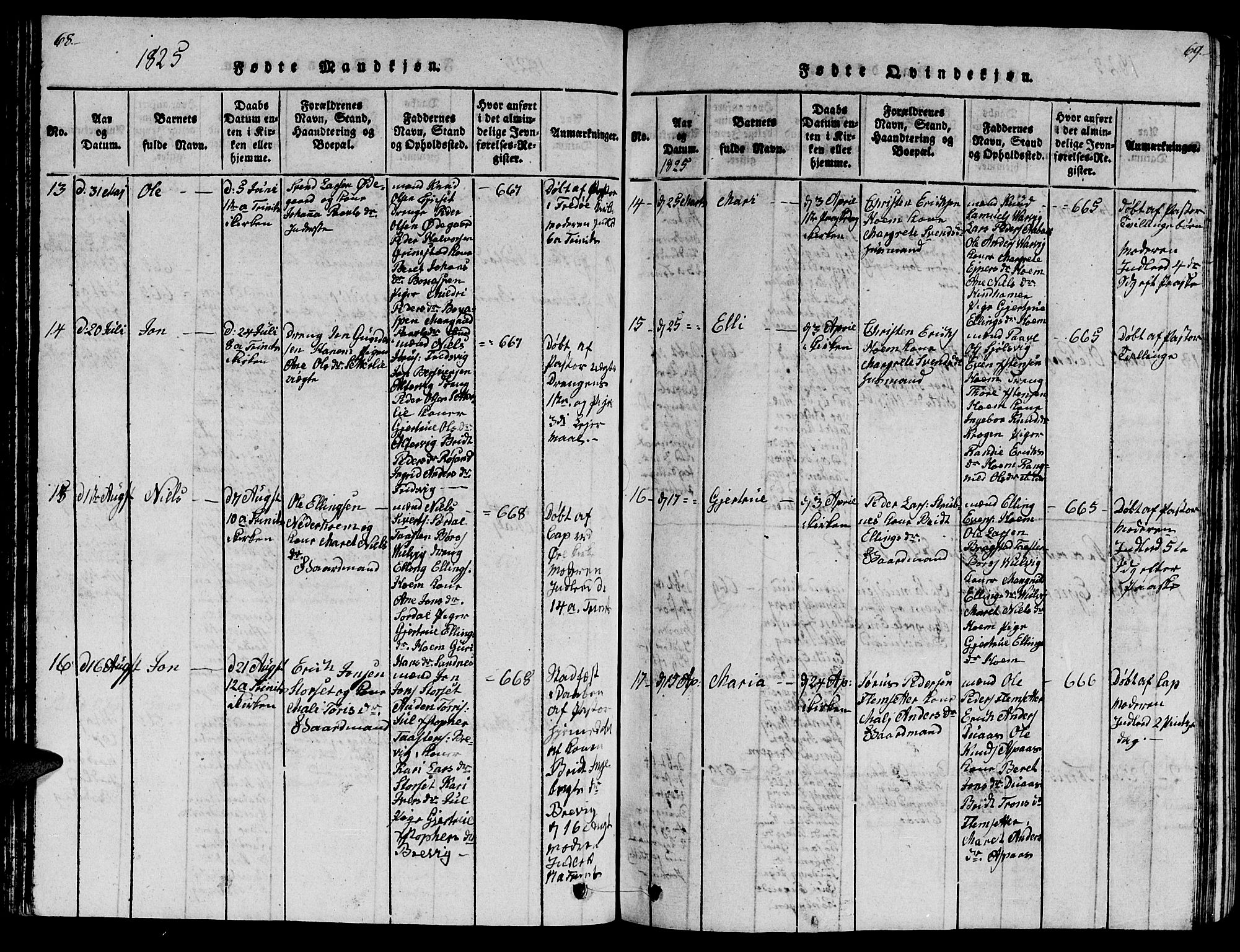 Ministerialprotokoller, klokkerbøker og fødselsregistre - Møre og Romsdal, AV/SAT-A-1454/586/L0990: Klokkerbok nr. 586C01, 1819-1837, s. 68-69