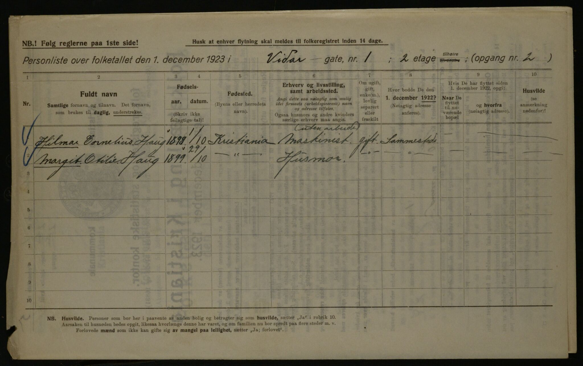 OBA, Kommunal folketelling 1.12.1923 for Kristiania, 1923, s. 136347