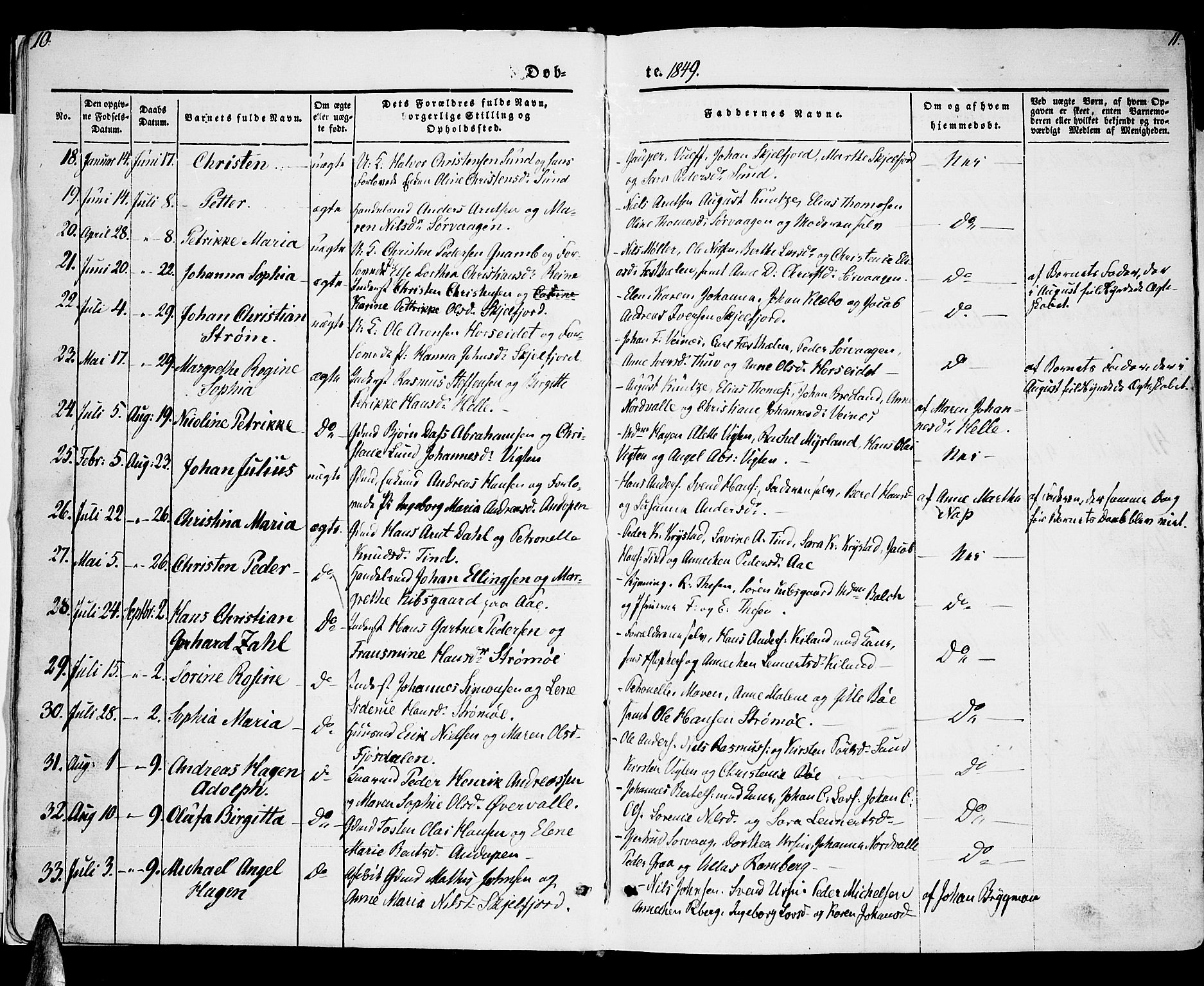 Ministerialprotokoller, klokkerbøker og fødselsregistre - Nordland, AV/SAT-A-1459/885/L1212: Klokkerbok nr. 885C01, 1847-1873, s. 10-11