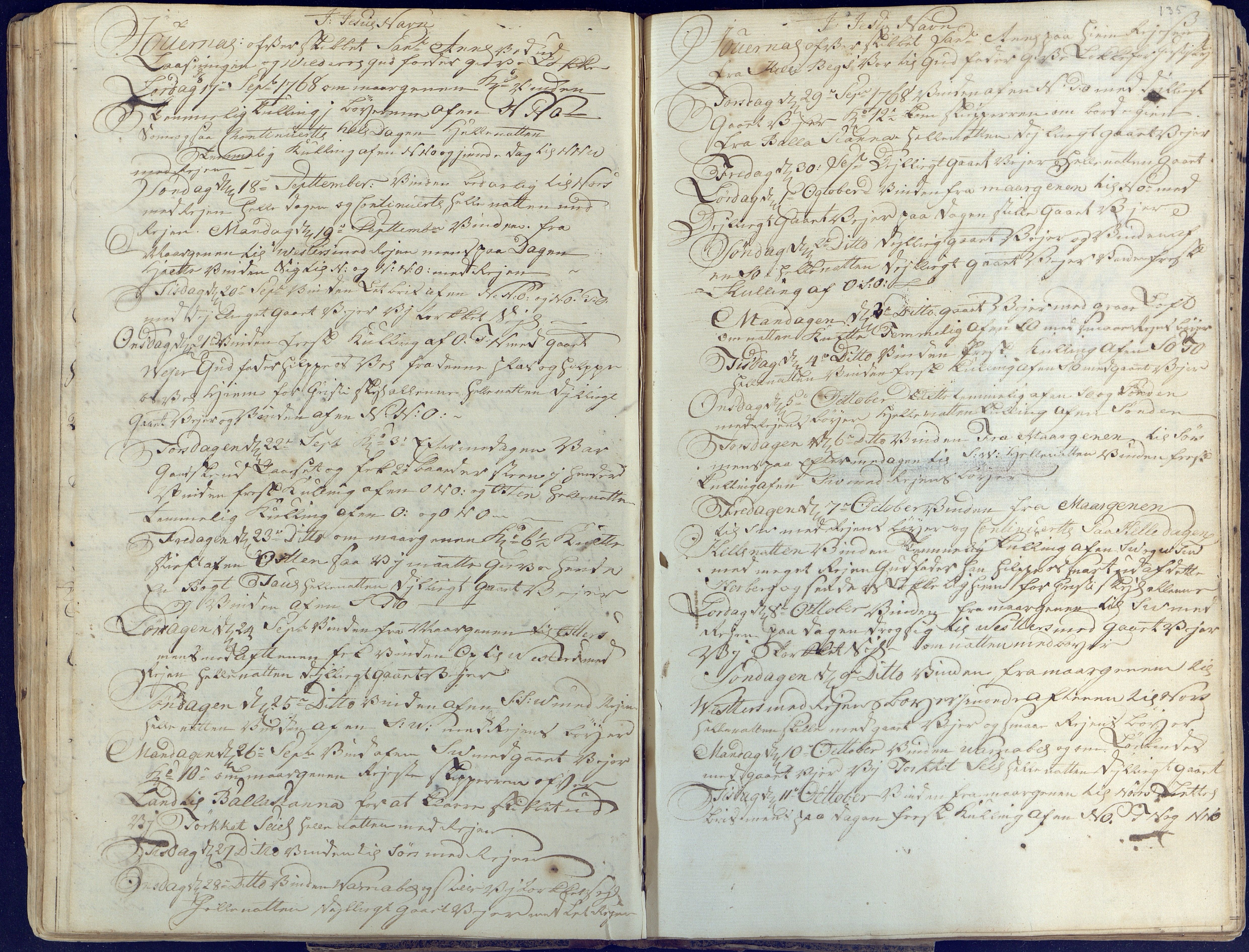 Fartøysarkivet, AAKS/PA-1934/F/L0176/0005: Flere fartøy (se mappenivå) / Ingeborg Maria (snov), 1766-1768, s. 134-135