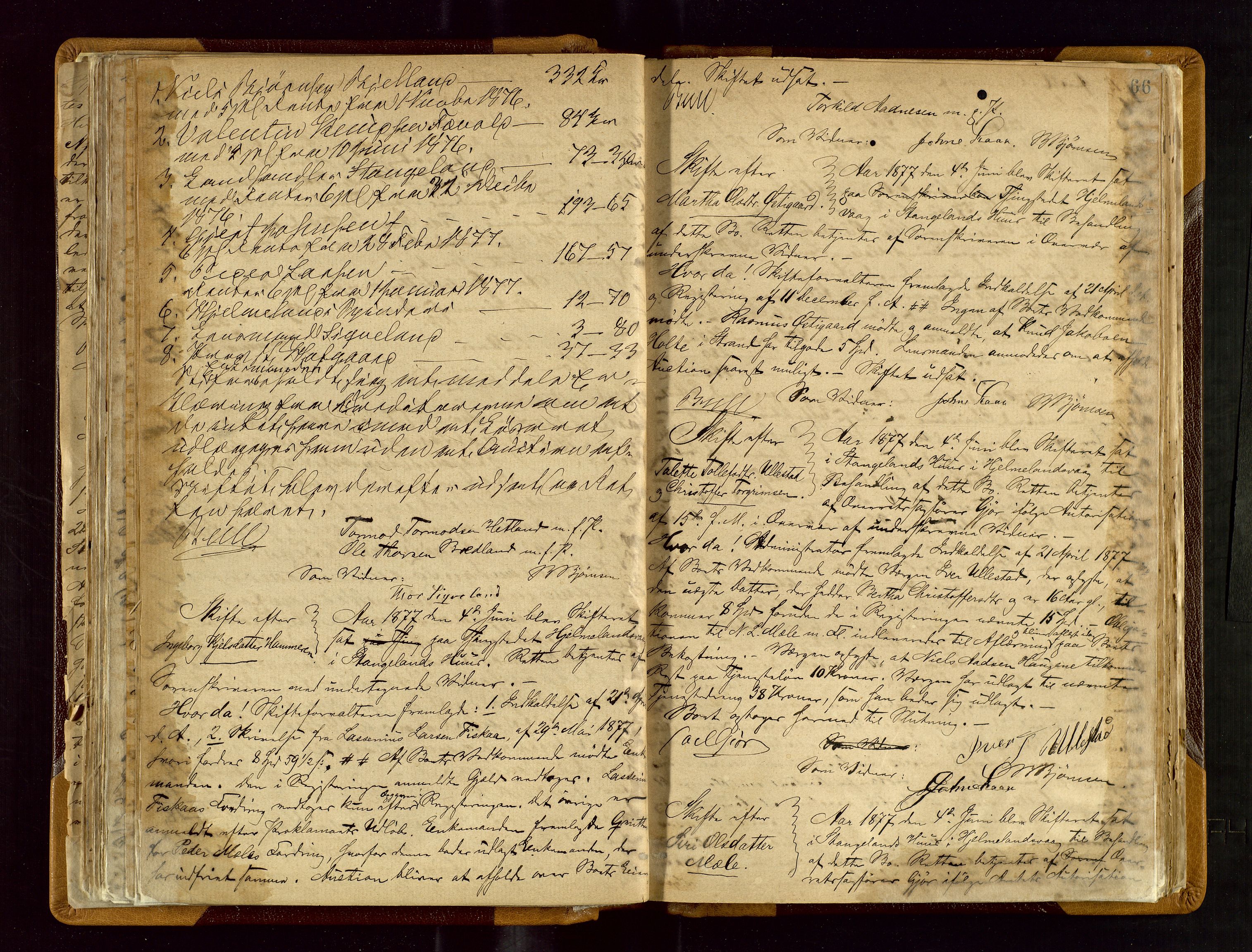 Ryfylke tingrett, AV/SAST-A-100055/001/IV/IVF/L0003: Skifteforhandlingsprotokoll A 3, 1874-1881, s. 66