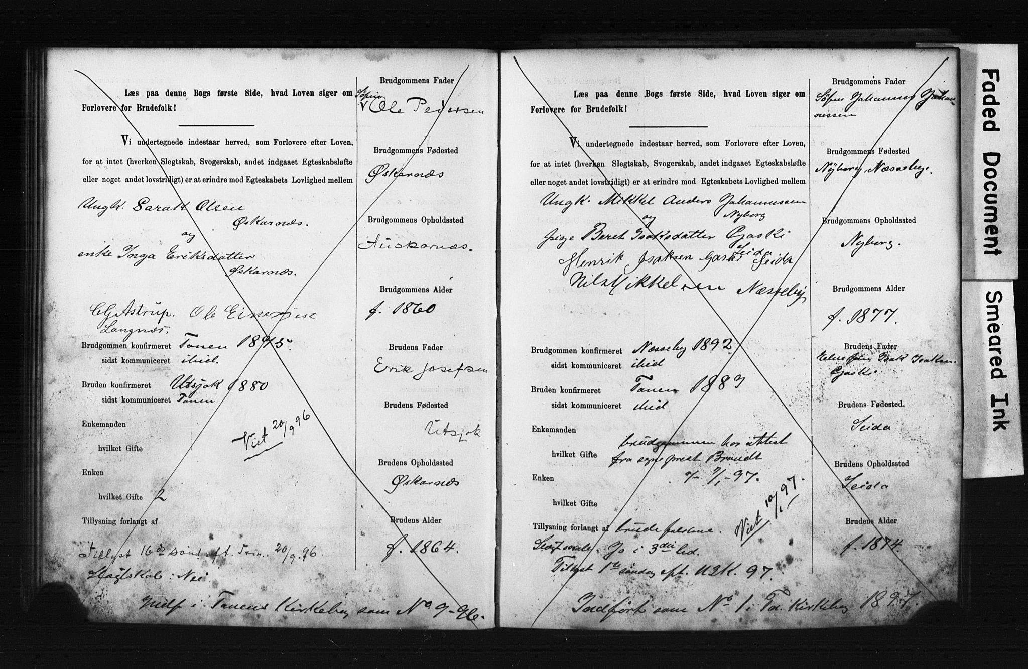Tana sokneprestkontor, AV/SATØ-S-1334/I/Ib/L0037/0002: Lysningsprotokoll nr. 37.2, 1891-1903