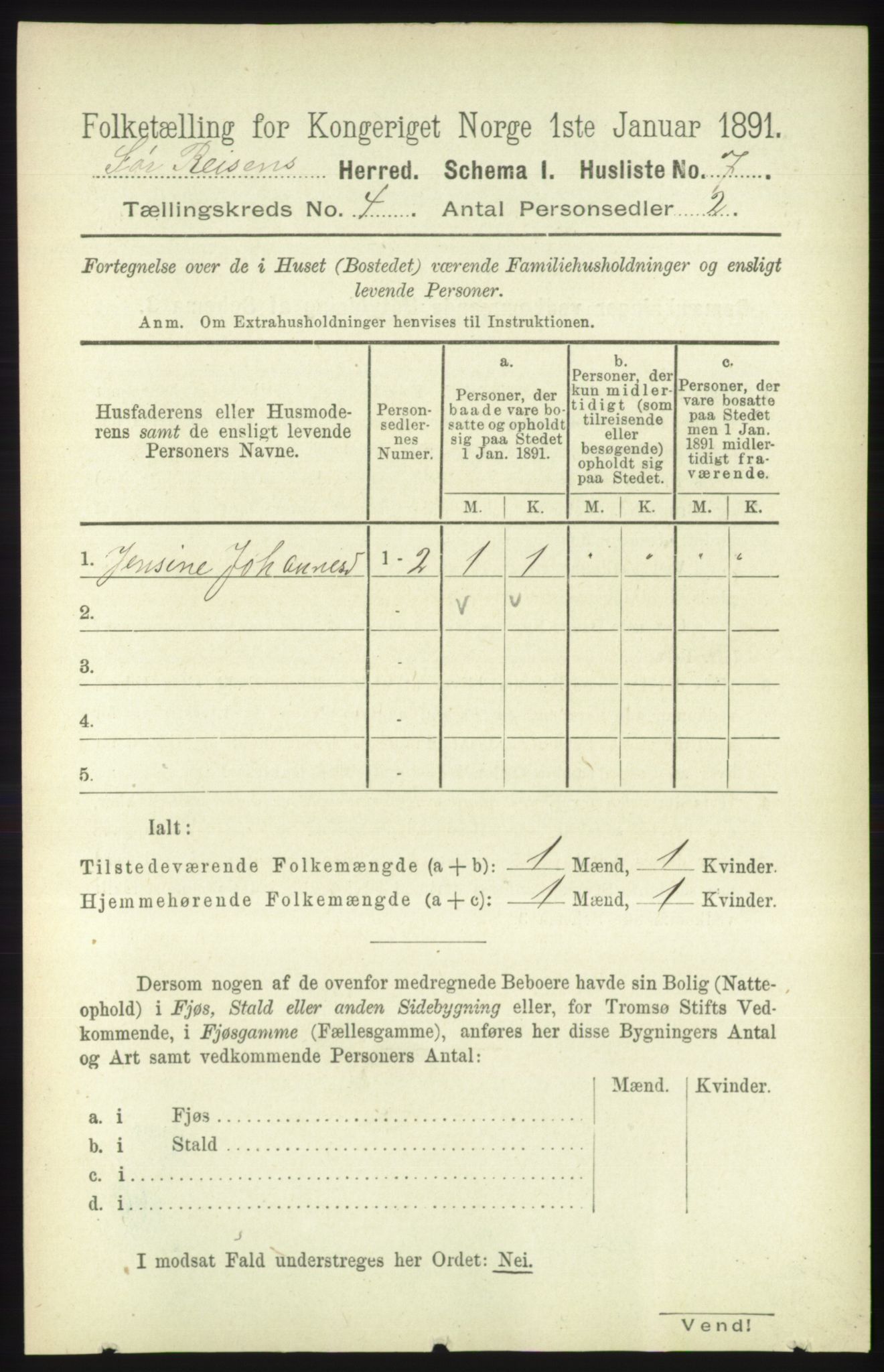 RA, Folketelling 1891 for 1925 Sørreisa herred, 1891, s. 1017