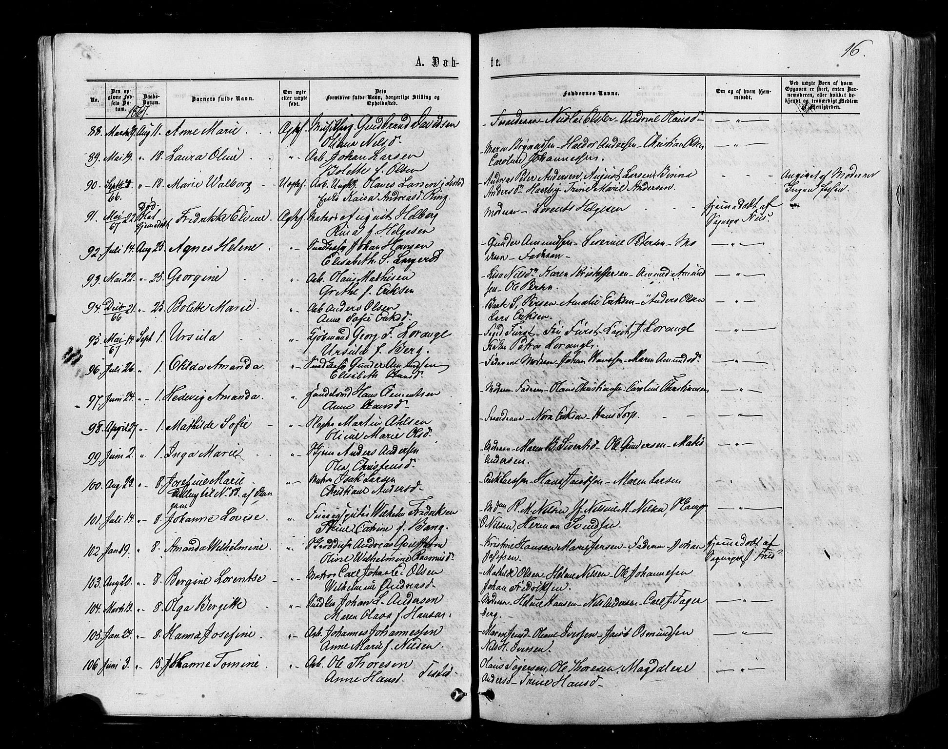 Halden prestekontor Kirkebøker, AV/SAO-A-10909/F/Fa/L0009: Ministerialbok nr. I 9, 1866-1877, s. 16