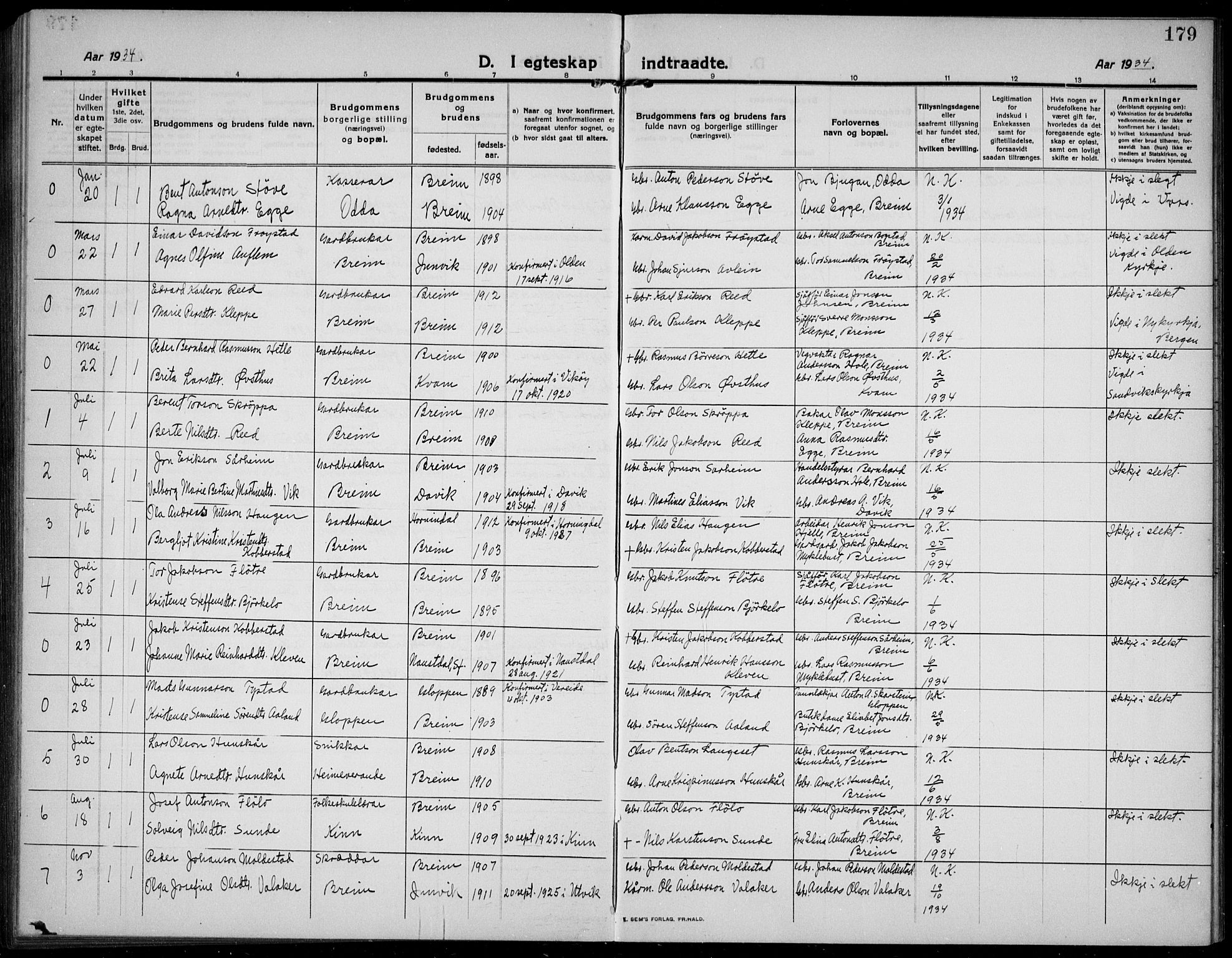 Gloppen sokneprestembete, AV/SAB-A-80101/H/Hab/Habc/L0003: Klokkerbok nr. C 3, 1911-1938, s. 179