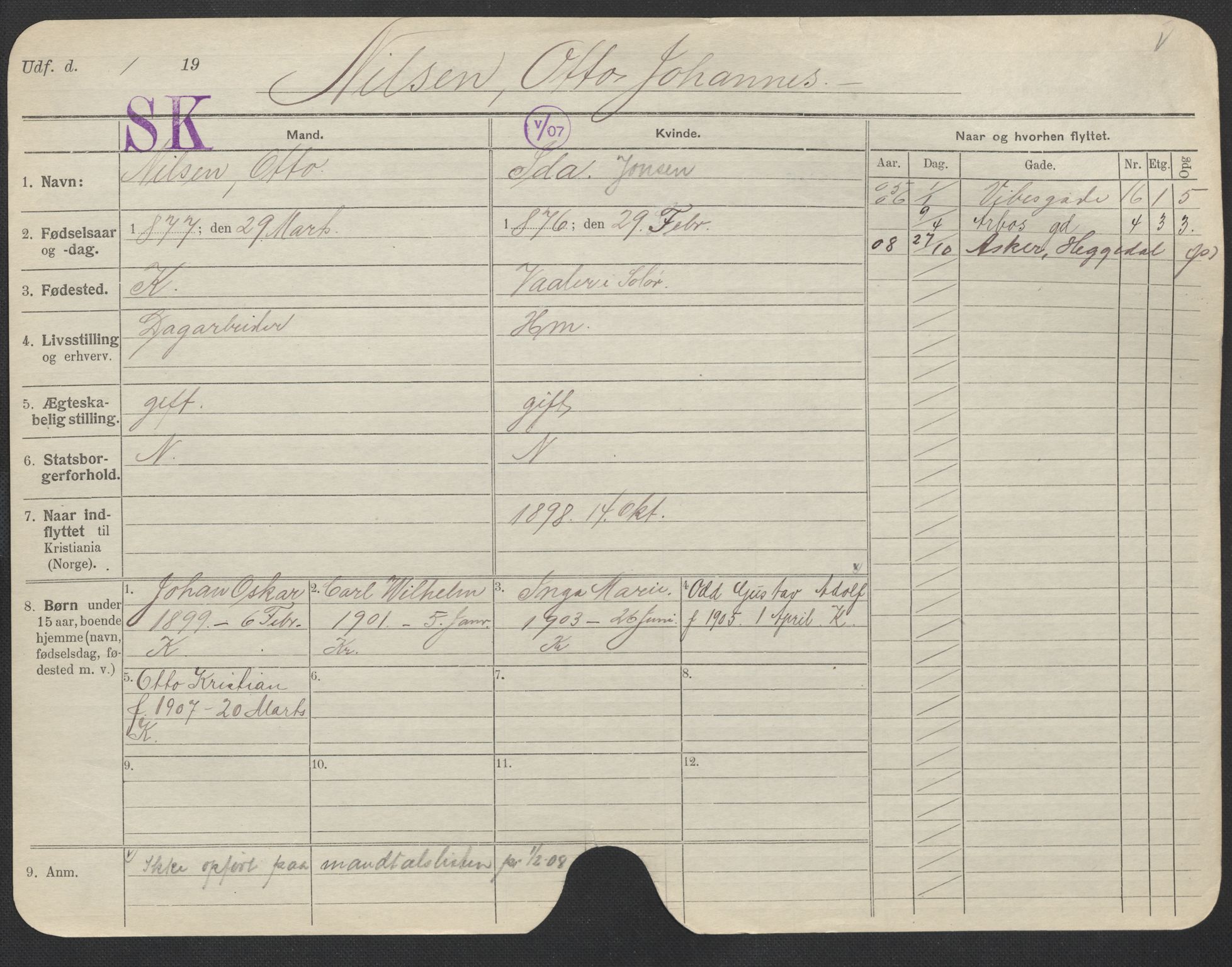 Oslo folkeregister, Registerkort, SAO/A-11715/F/Fa/Fac/L0008: Menn, 1906-1914, s. 375a
