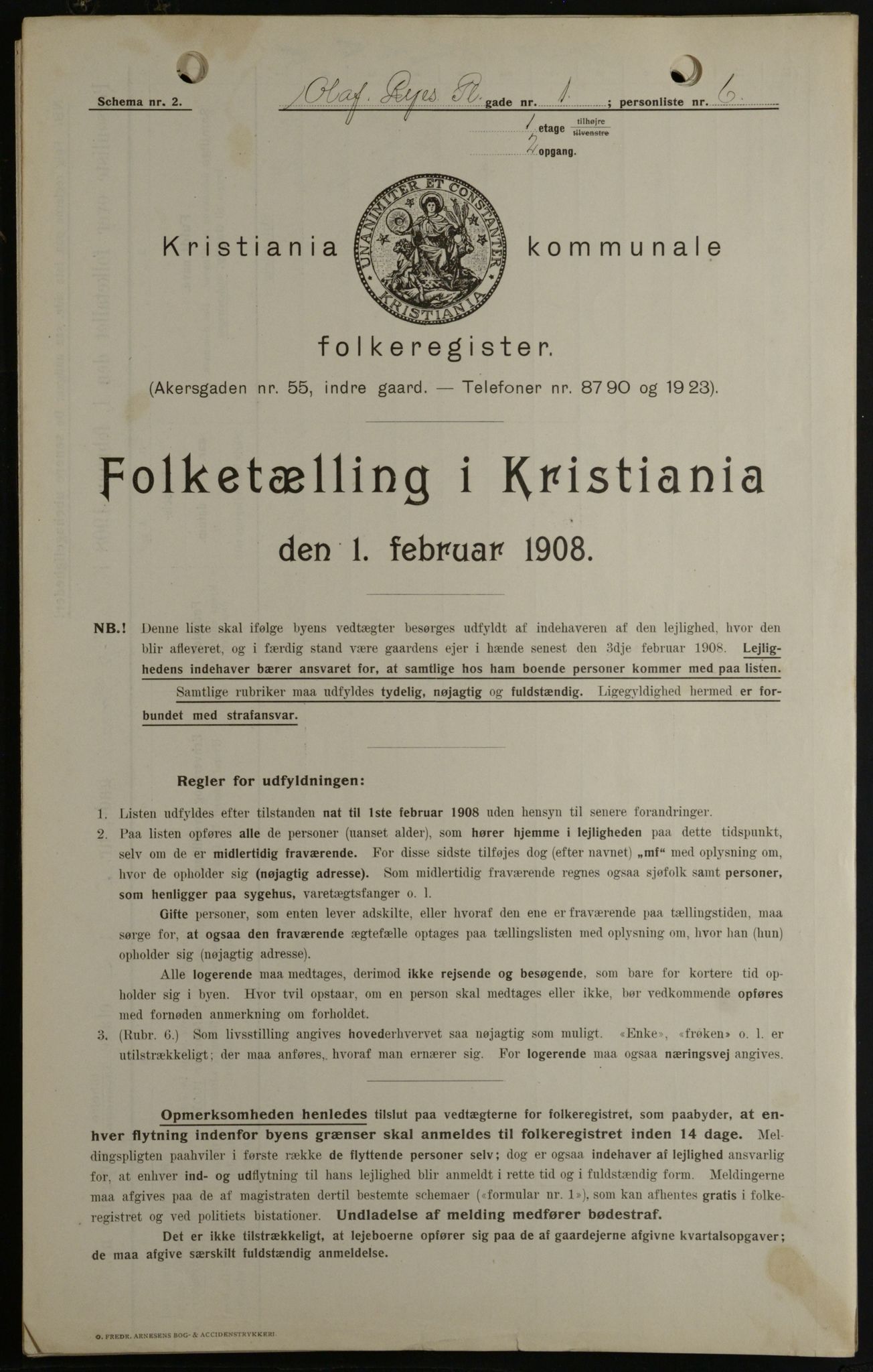 OBA, Kommunal folketelling 1.2.1908 for Kristiania kjøpstad, 1908, s. 67322