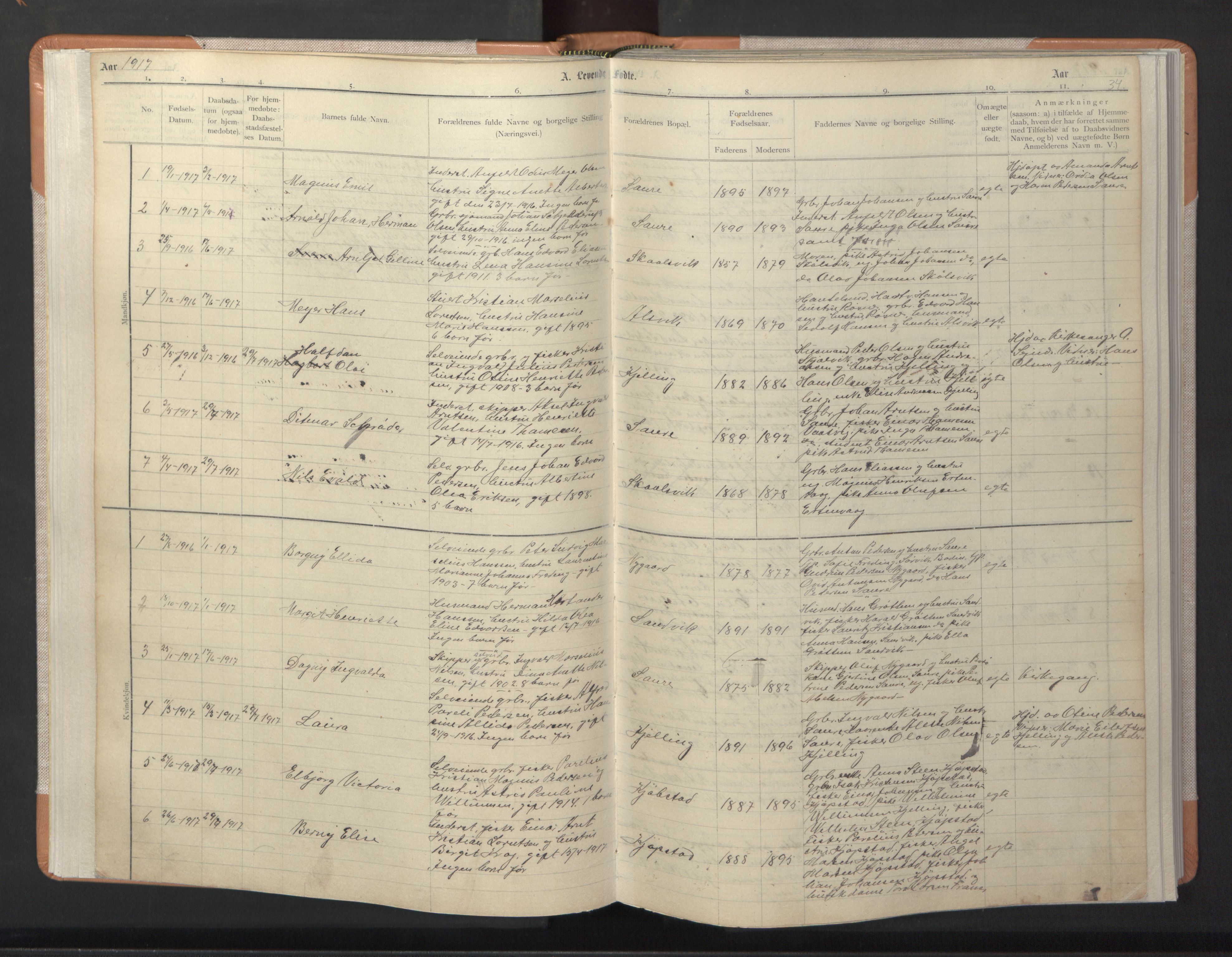 Ministerialprotokoller, klokkerbøker og fødselsregistre - Nordland, AV/SAT-A-1459/806/L0117: Klokkerbok nr. 806C01, 1905-1957, s. 34