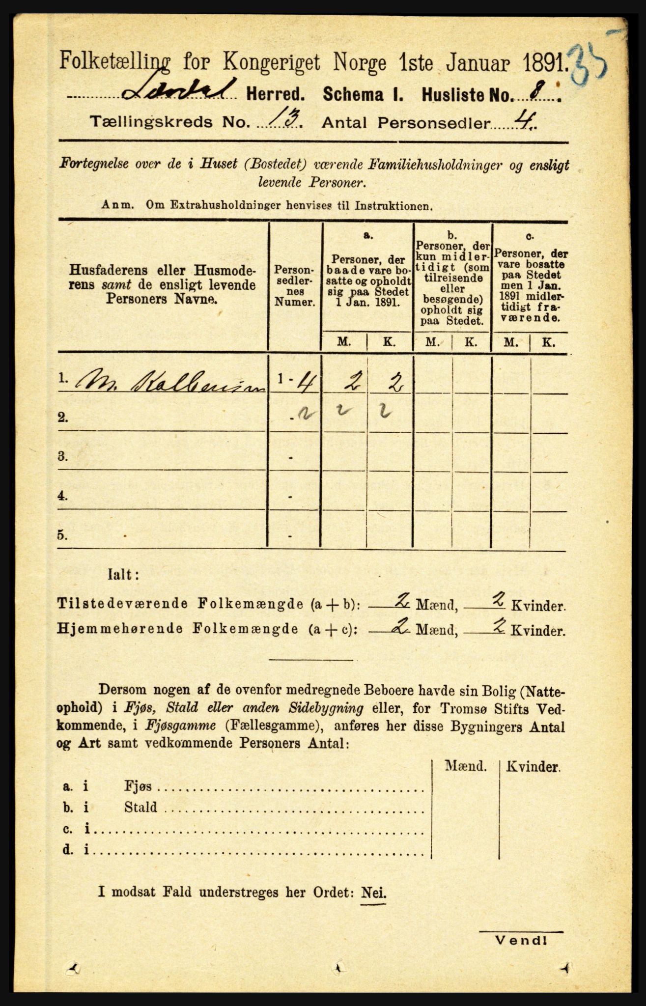 RA, Folketelling 1891 for 1422 Lærdal herred, 1891, s. 2740