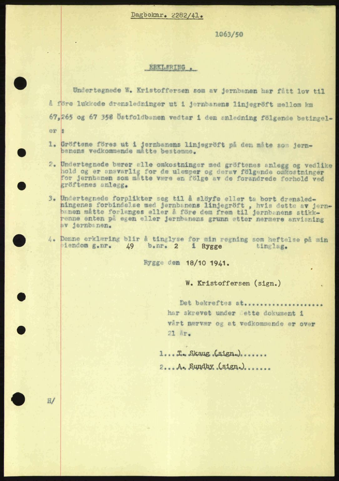 Moss sorenskriveri, SAO/A-10168: Pantebok nr. A9, 1941-1942, Dagboknr: 2282/1941