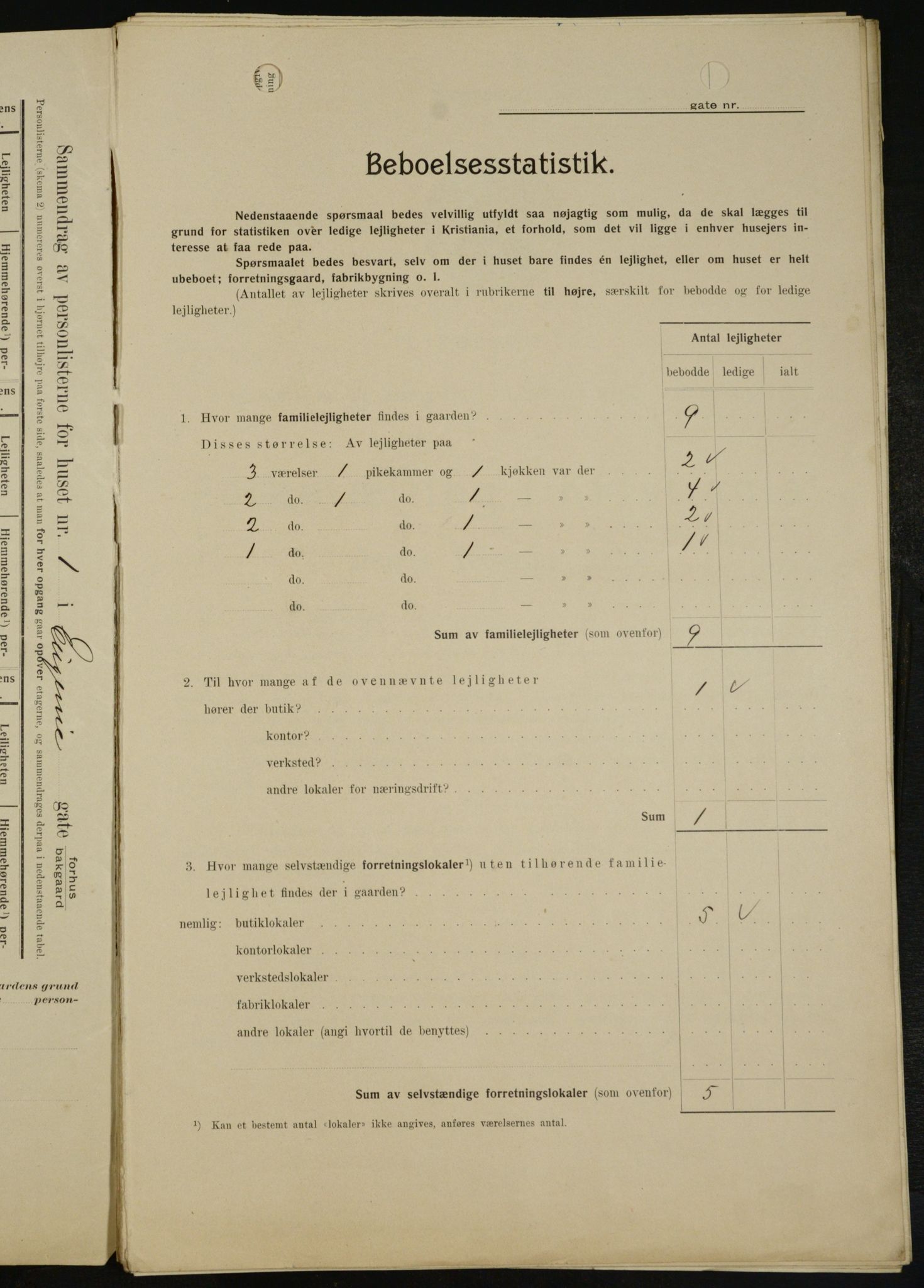 OBA, Kommunal folketelling 1.2.1909 for Kristiania kjøpstad, 1909, s. 20413