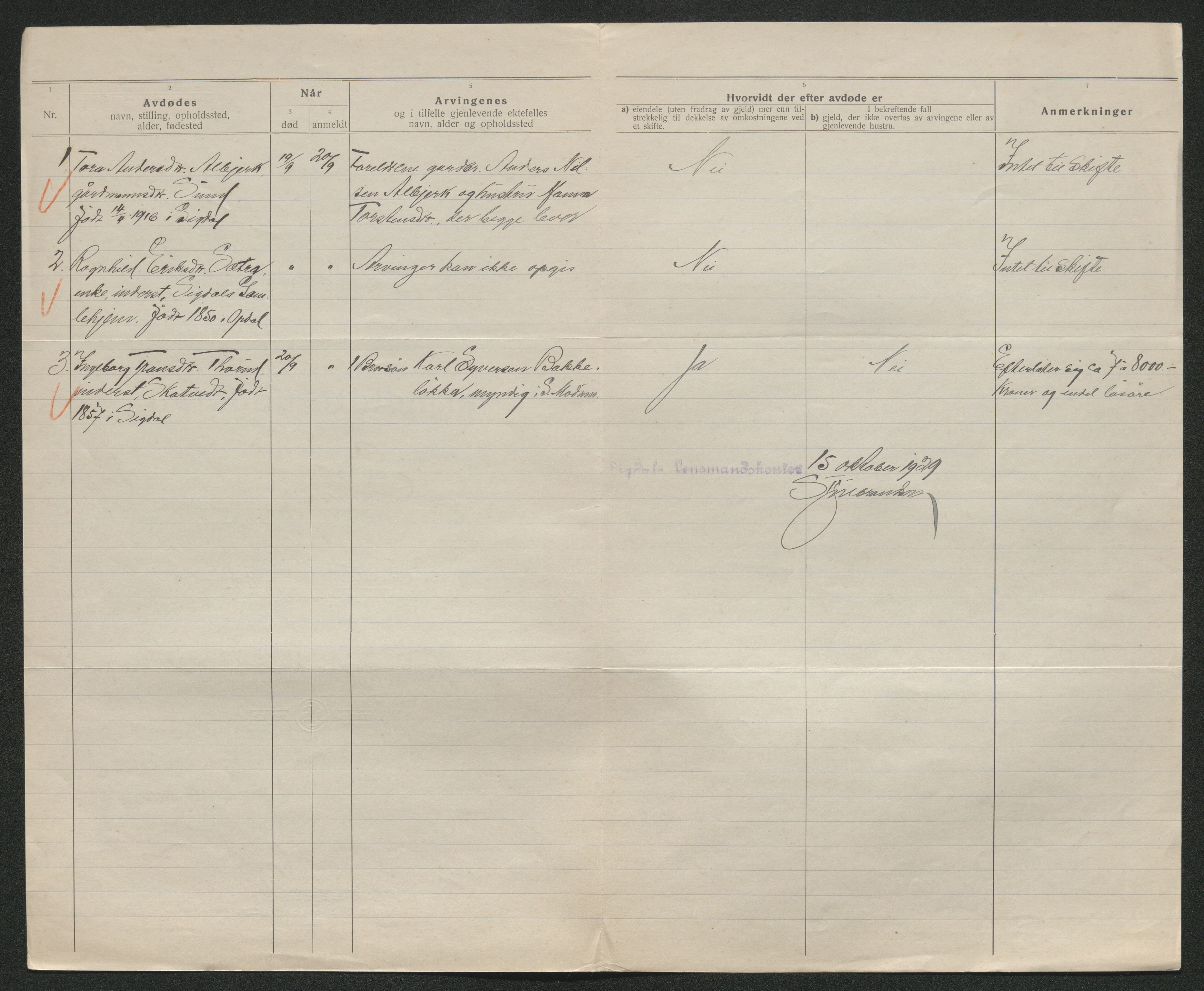 Eiker, Modum og Sigdal sorenskriveri, AV/SAKO-A-123/H/Ha/Hab/L0045: Dødsfallsmeldinger, 1928-1929, s. 1026