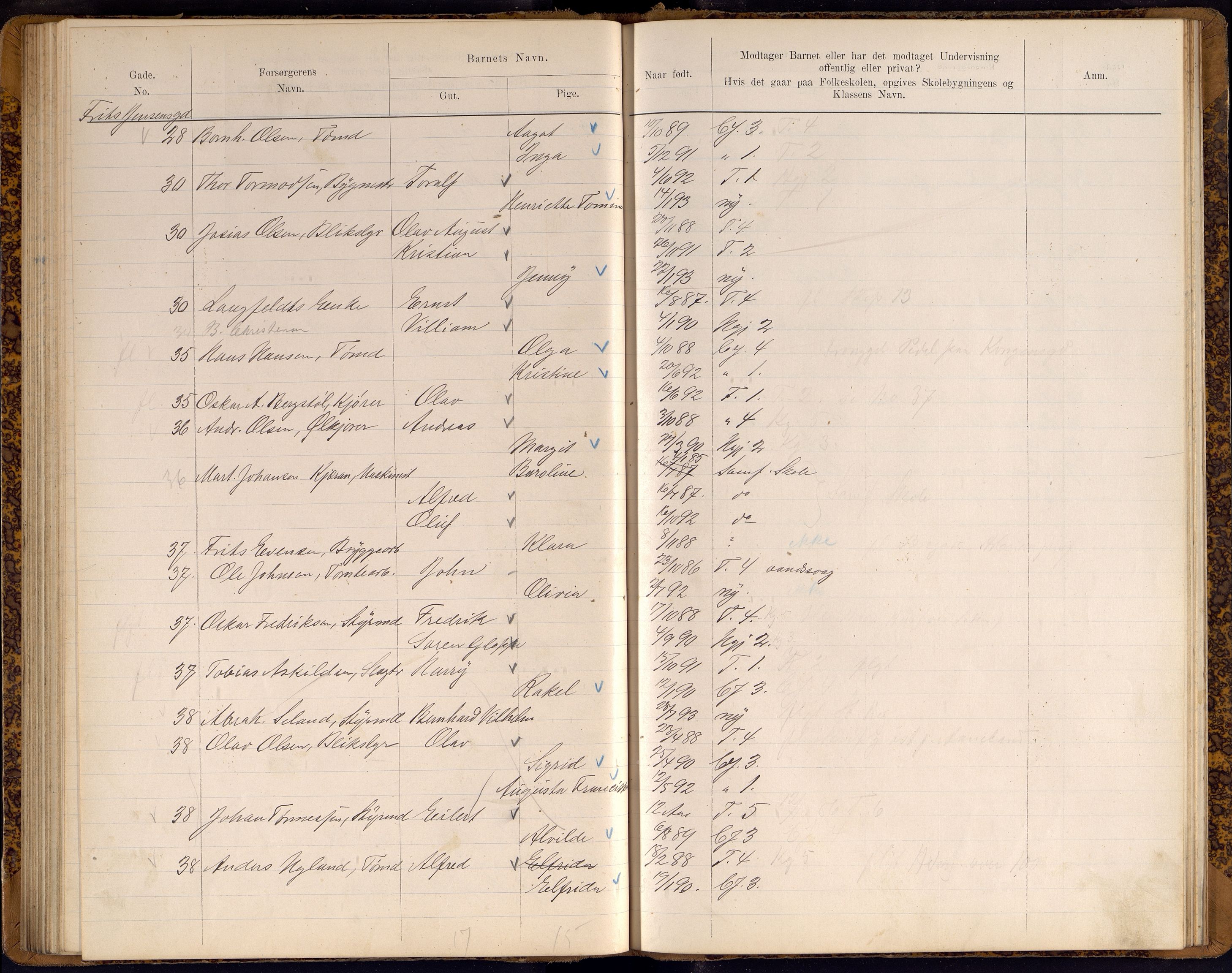 Kristiansand By - Skolekommisjonen/ -Styret, ARKSOR/1001KG510/J/Jb/L0009: Barnetelling, 1899