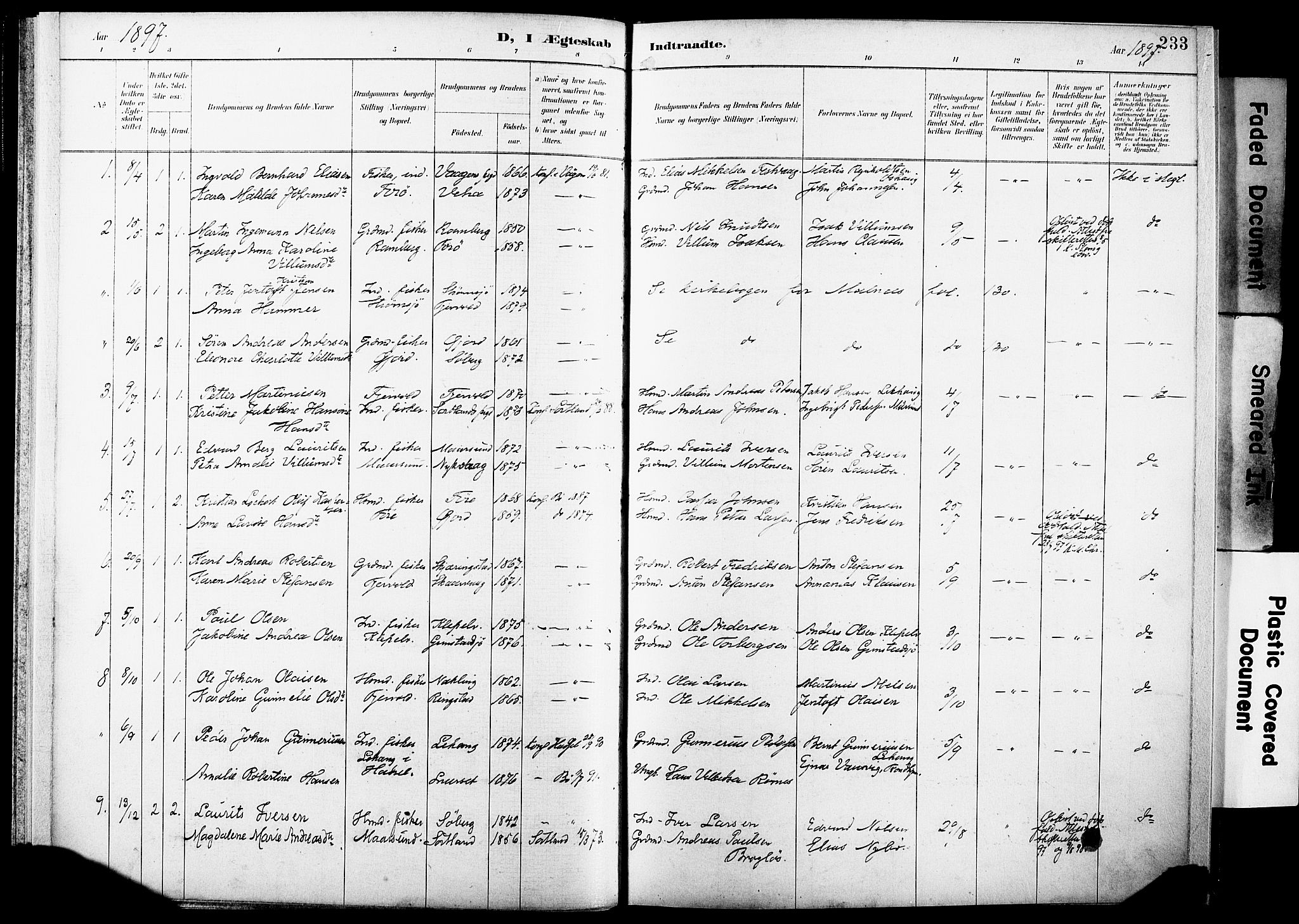 Ministerialprotokoller, klokkerbøker og fødselsregistre - Nordland, AV/SAT-A-1459/891/L1305: Ministerialbok nr. 891A10, 1895-1921, s. 233