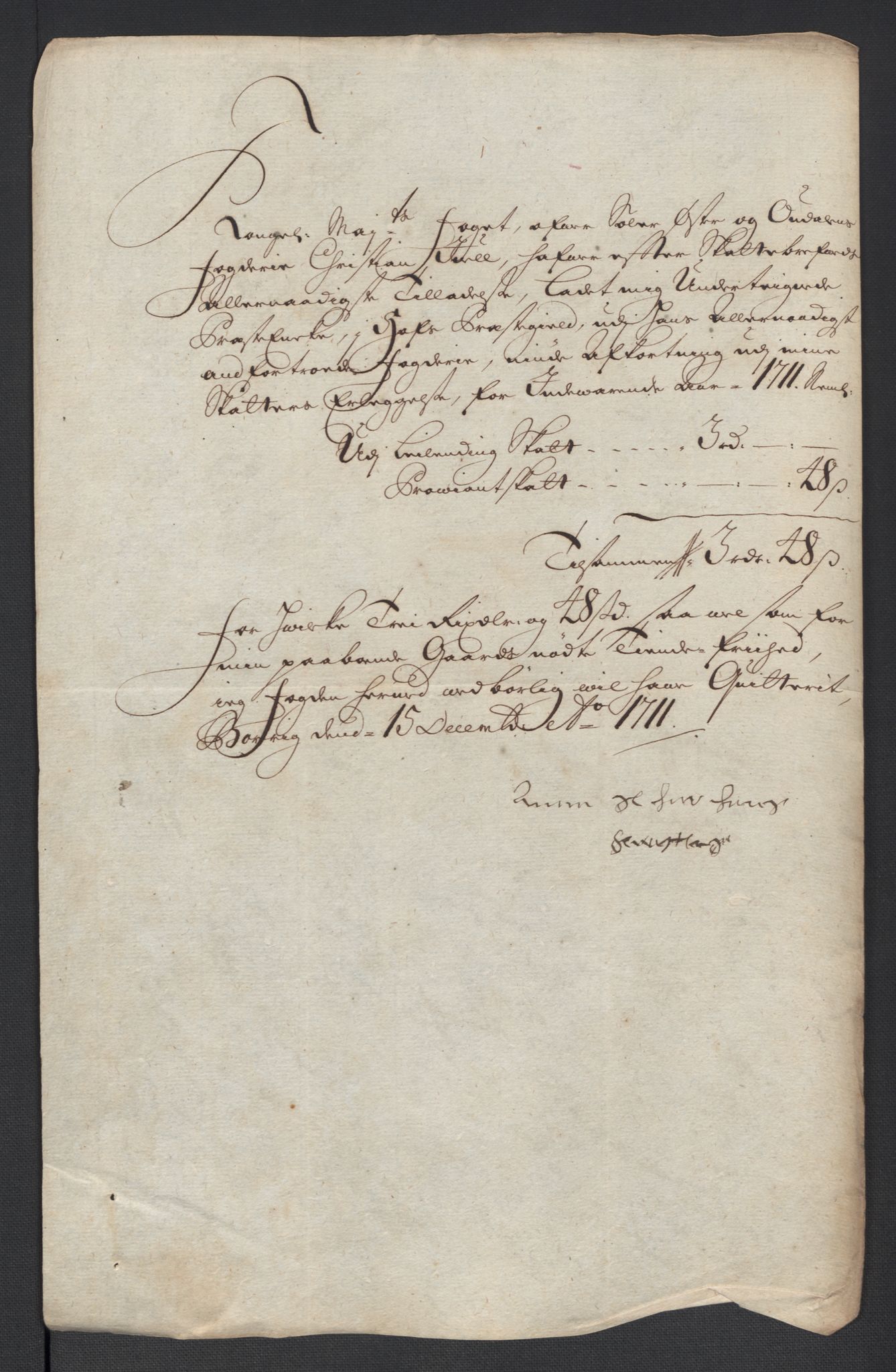 Rentekammeret inntil 1814, Reviderte regnskaper, Fogderegnskap, RA/EA-4092/R13/L0848: Fogderegnskap Solør, Odal og Østerdal, 1711, s. 295