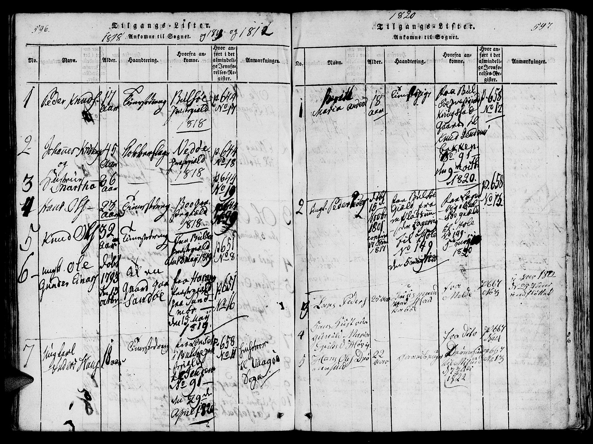 Ministerialprotokoller, klokkerbøker og fødselsregistre - Møre og Romsdal, AV/SAT-A-1454/560/L0718: Ministerialbok nr. 560A02, 1817-1844, s. 596-597