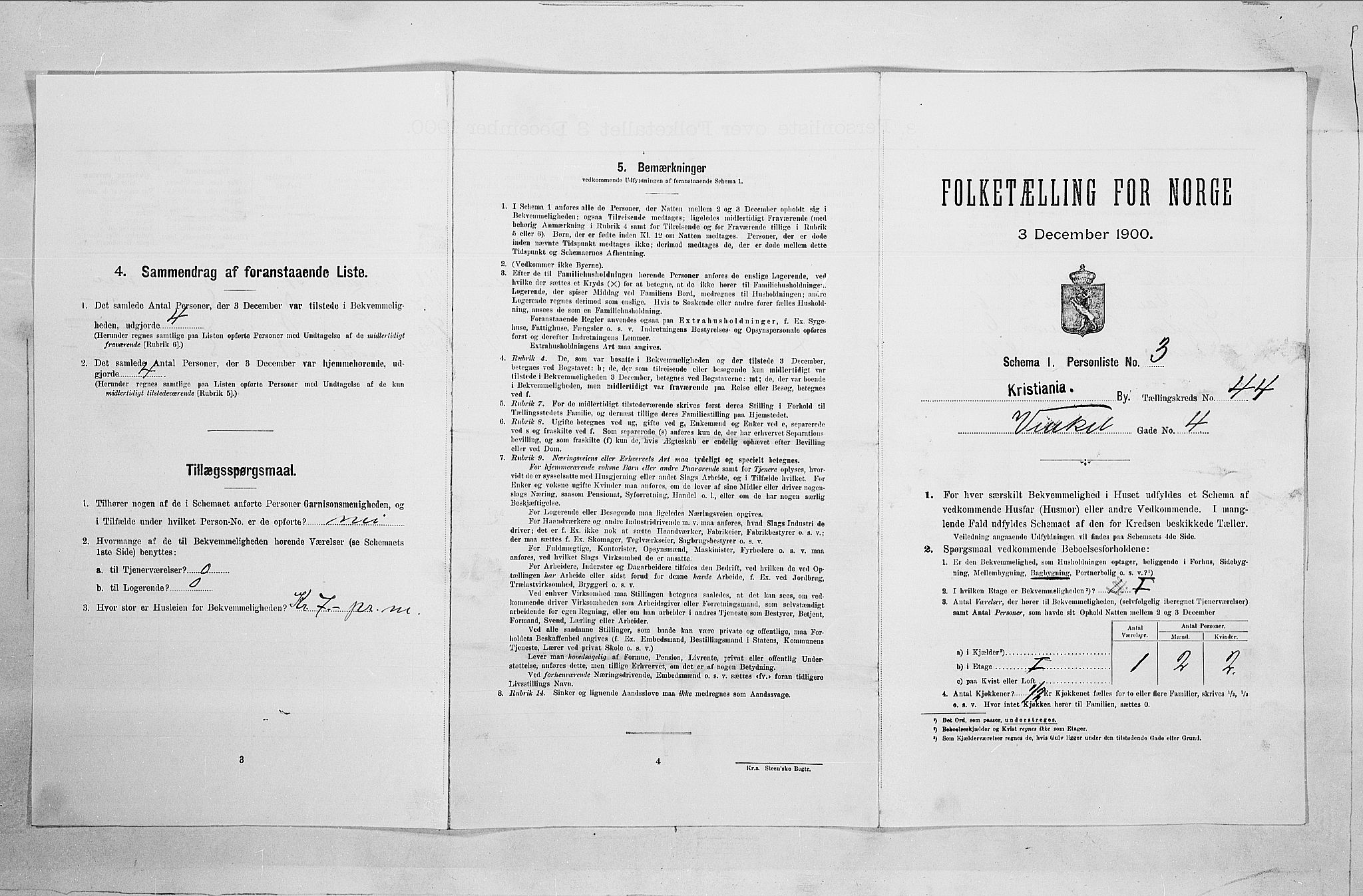 SAO, Folketelling 1900 for 0301 Kristiania kjøpstad, 1900, s. 113285