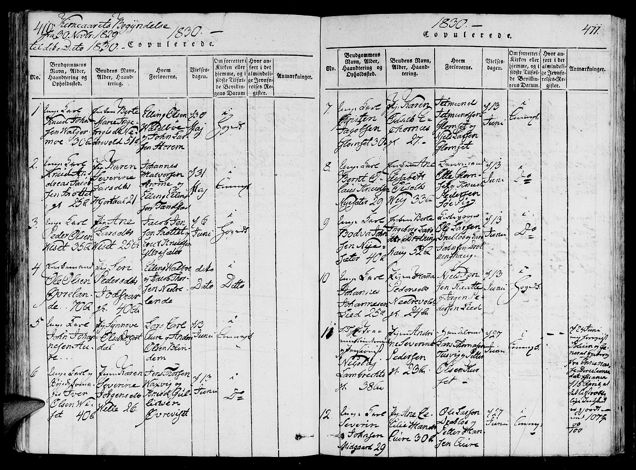 Ministerialprotokoller, klokkerbøker og fødselsregistre - Møre og Romsdal, AV/SAT-A-1454/522/L0310: Ministerialbok nr. 522A05, 1816-1832, s. 410-411