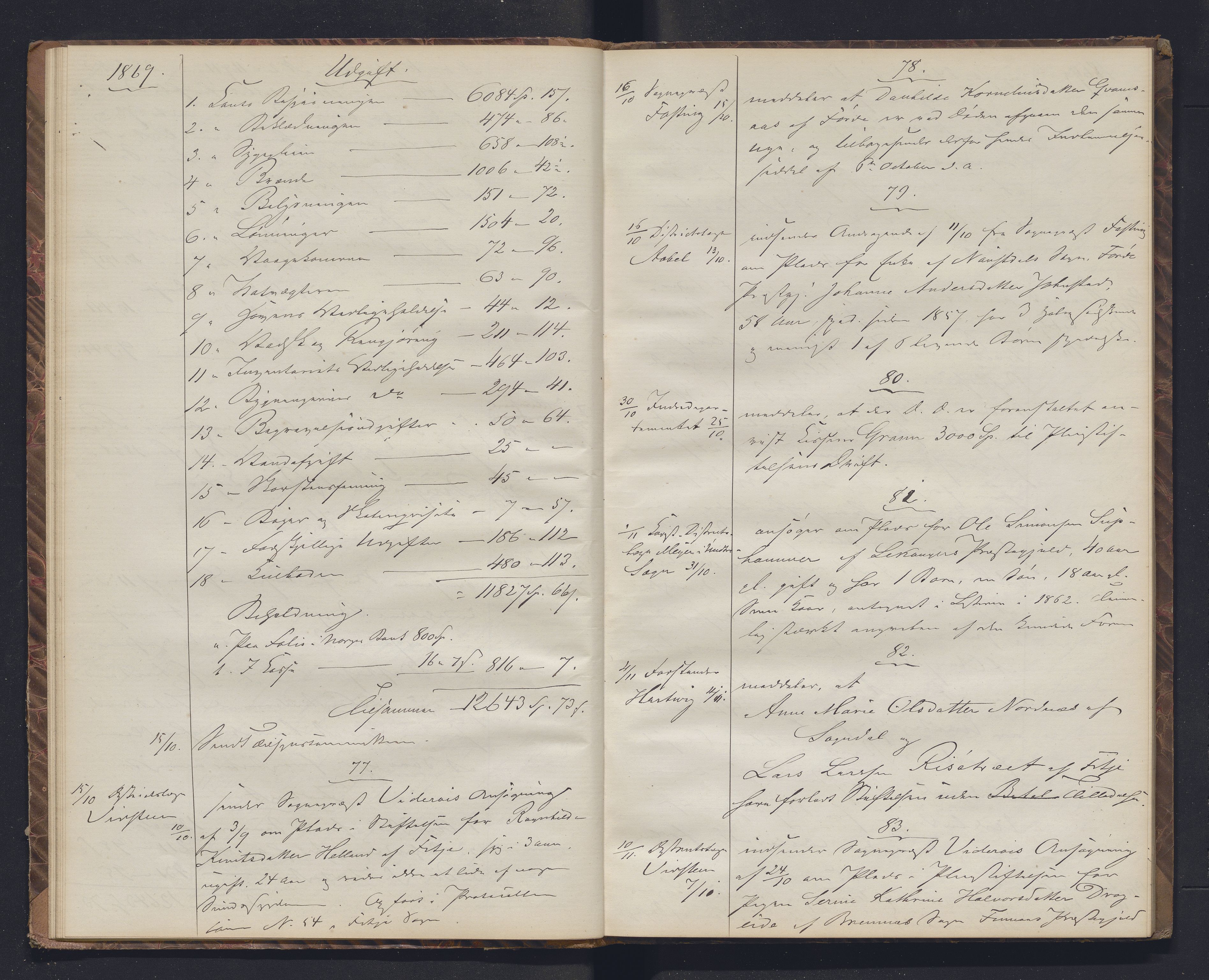 Lepraarkiver - Pleiestiftelsen for spedalske no.1, AV/SAB-A-60601/B.c/L0005: Journal, 1868-1875