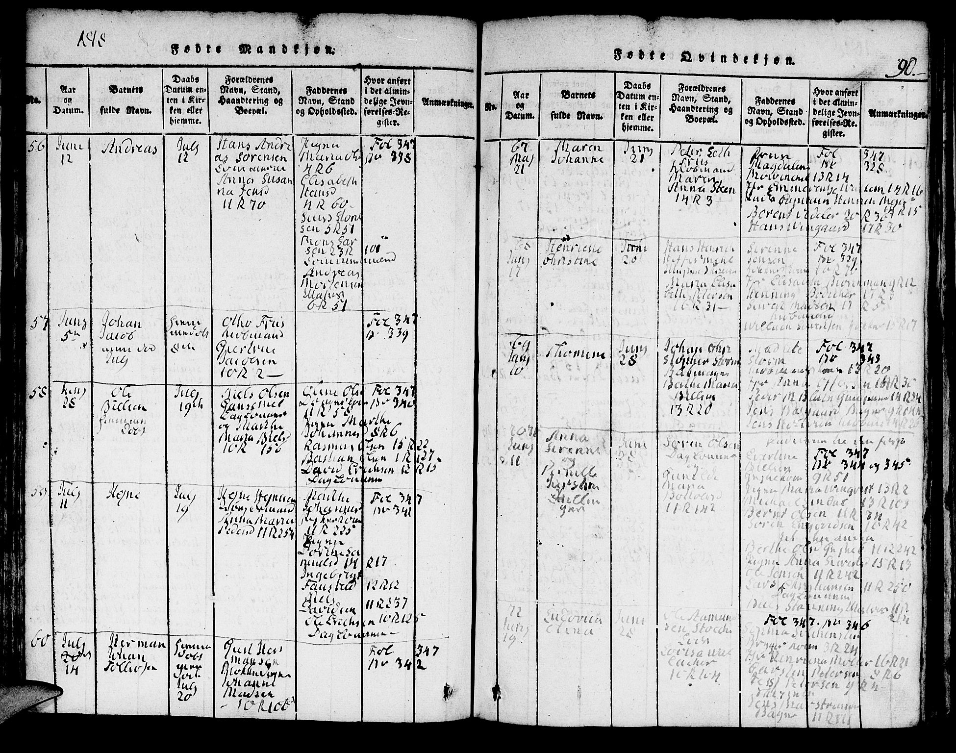 Domkirken sokneprestembete, AV/SAB-A-74801/H/Hab/L0001: Klokkerbok nr. A 1, 1816-1821, s. 90