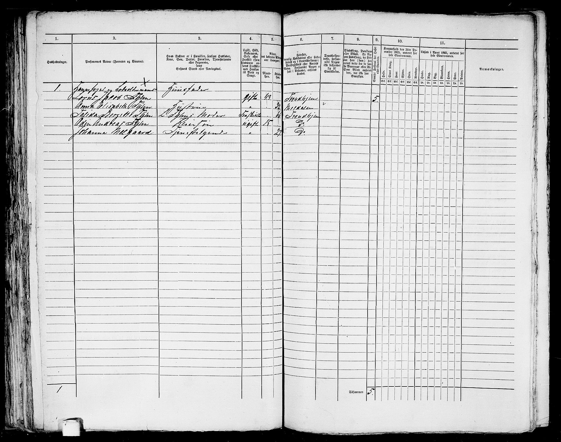 RA, Folketelling 1865 for 1601 Trondheim kjøpstad, 1865, s. 240