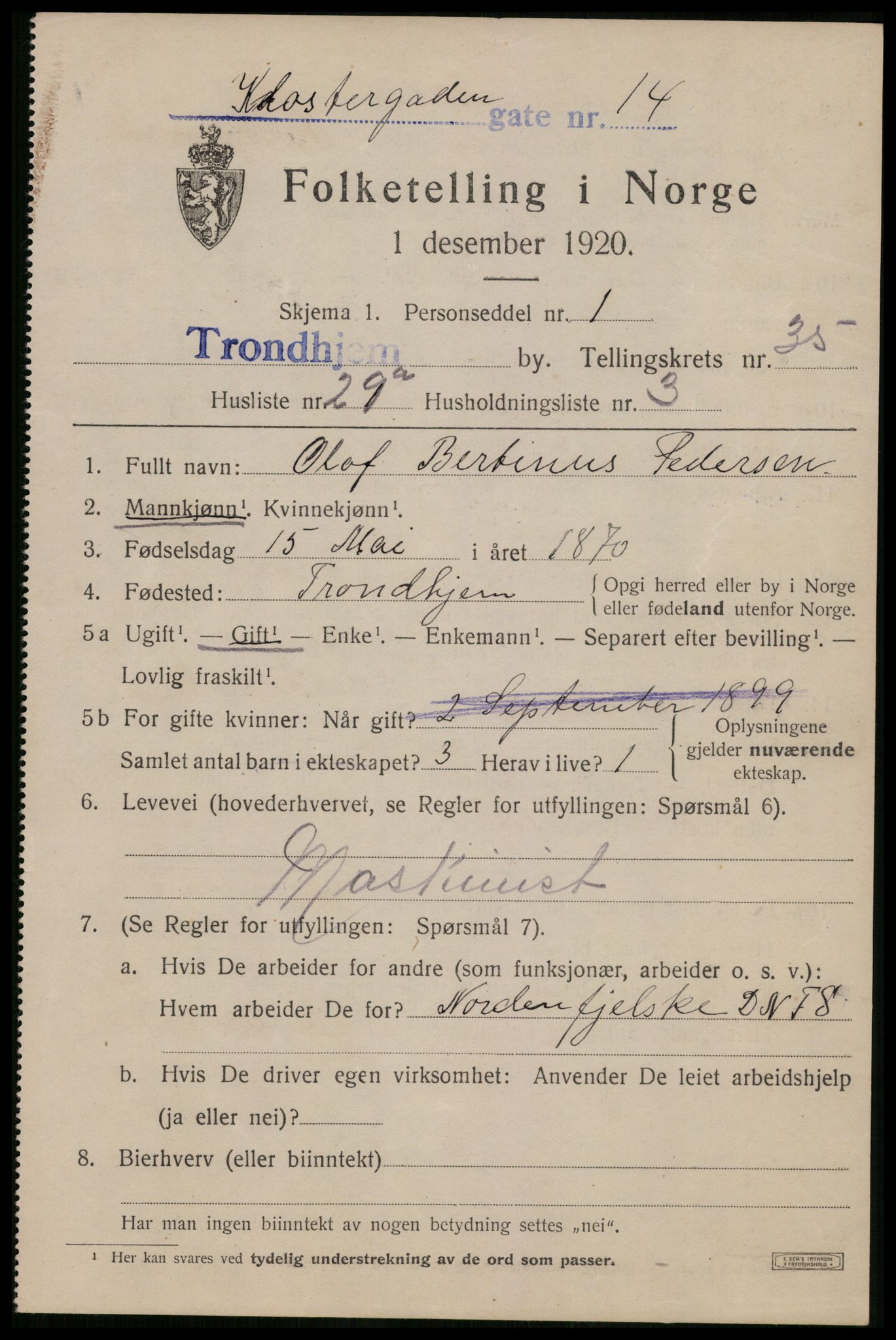 SAT, Folketelling 1920 for 1601 Trondheim kjøpstad, 1920, s. 82034