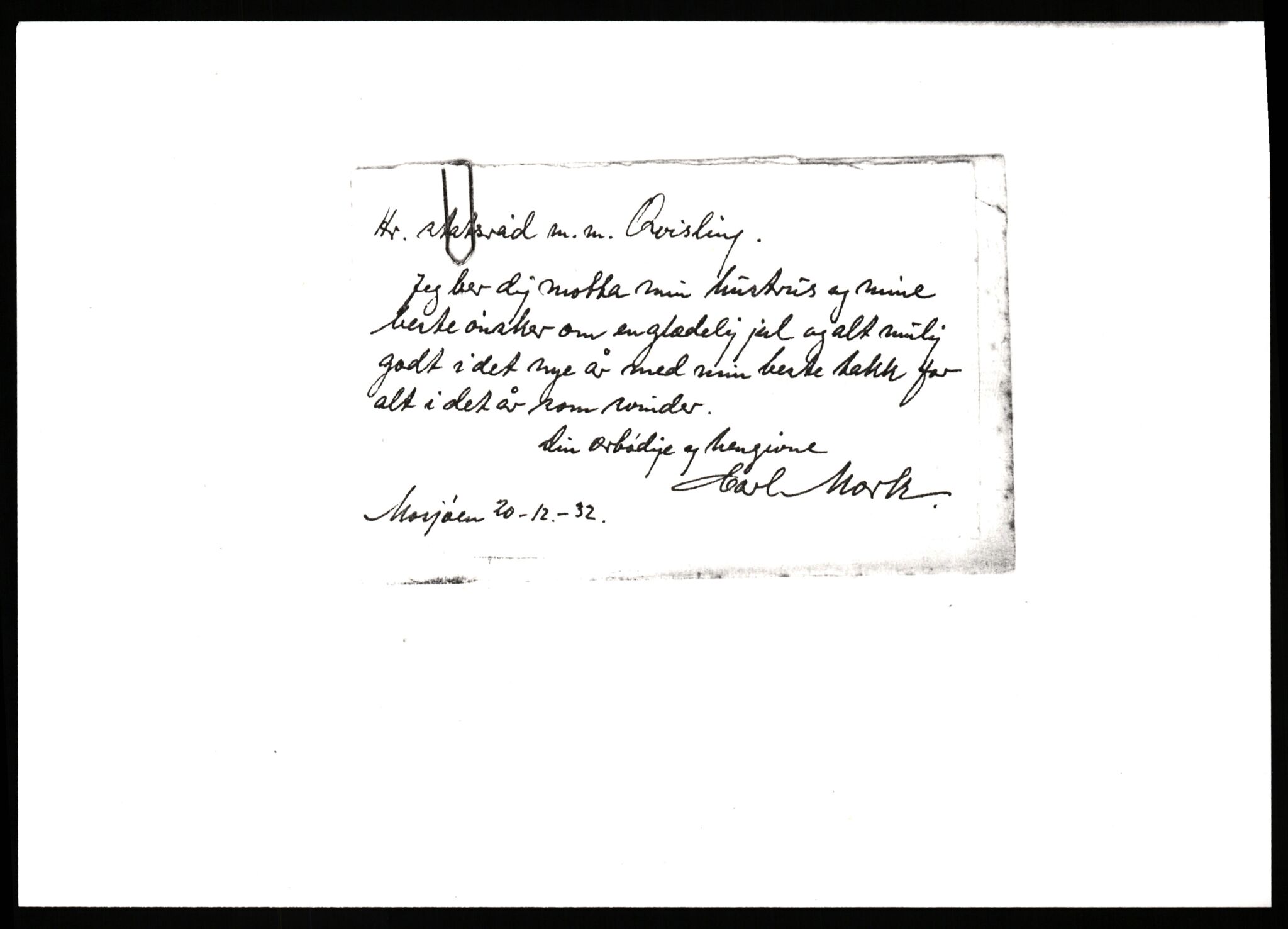 Quisling, Vidkun, AV/RA-PA-0750/G/Gf/L0001: Brev mv. til Vidkun Quisling, 1930-1938, s. 249