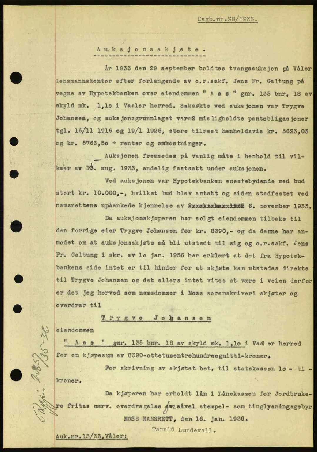 Moss sorenskriveri, SAO/A-10168: Pantebok nr. A1, 1936-1936, Dagboknr: 90/1936