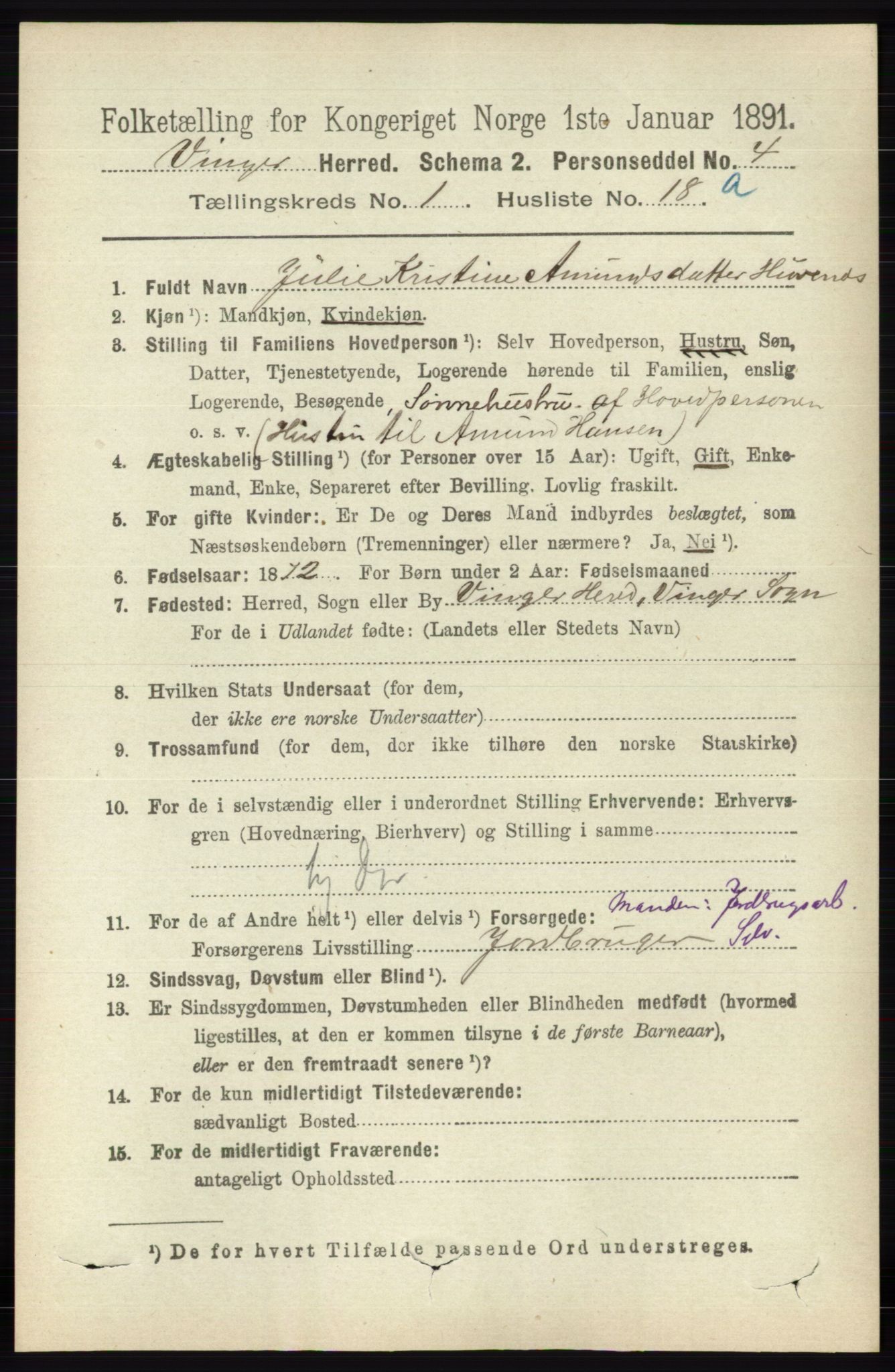 RA, Folketelling 1891 for 0421 Vinger herred, 1891, s. 216