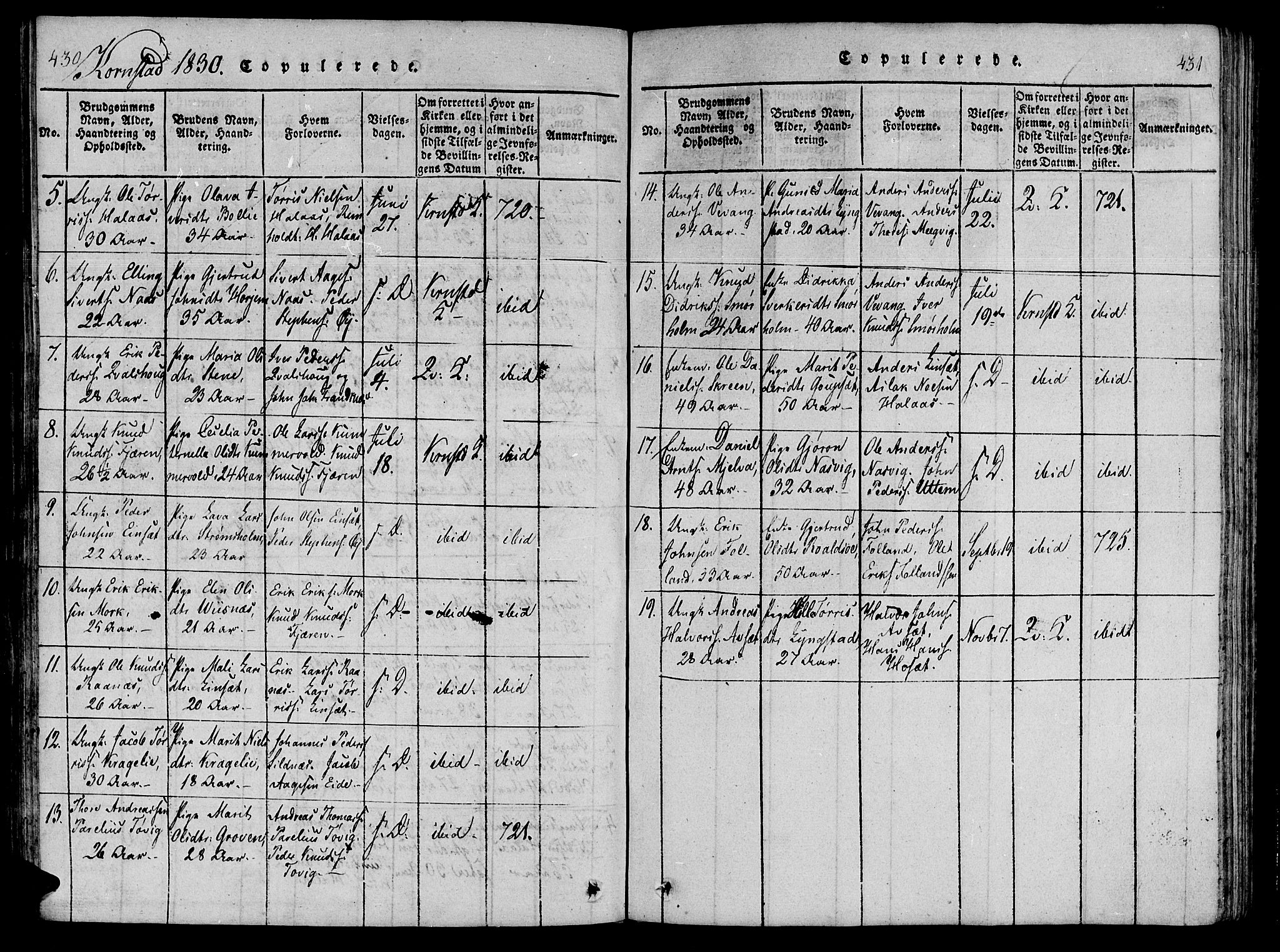 Ministerialprotokoller, klokkerbøker og fødselsregistre - Møre og Romsdal, AV/SAT-A-1454/568/L0800: Ministerialbok nr. 568A09 /3, 1820-1830, s. 430-431