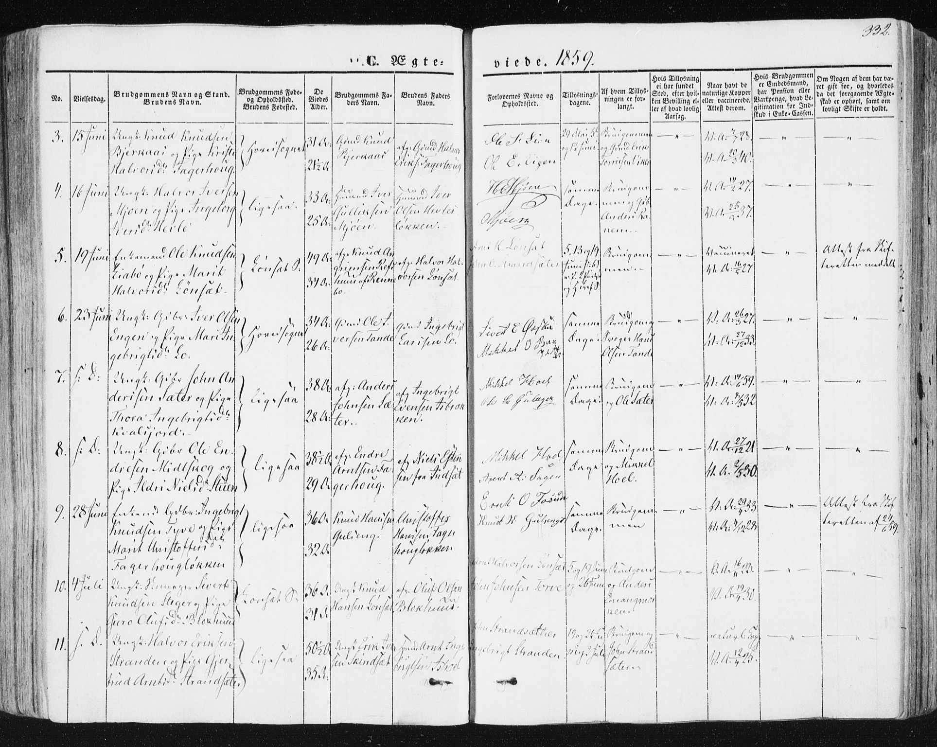 Ministerialprotokoller, klokkerbøker og fødselsregistre - Sør-Trøndelag, SAT/A-1456/678/L0899: Ministerialbok nr. 678A08, 1848-1872, s. 332