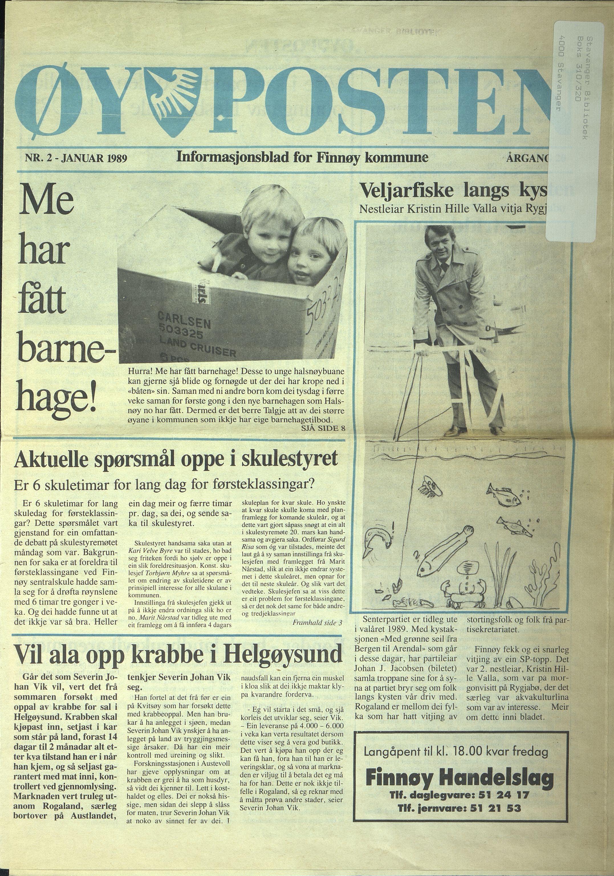 , Finnøy kommune, Øyposten, 1989, 1989