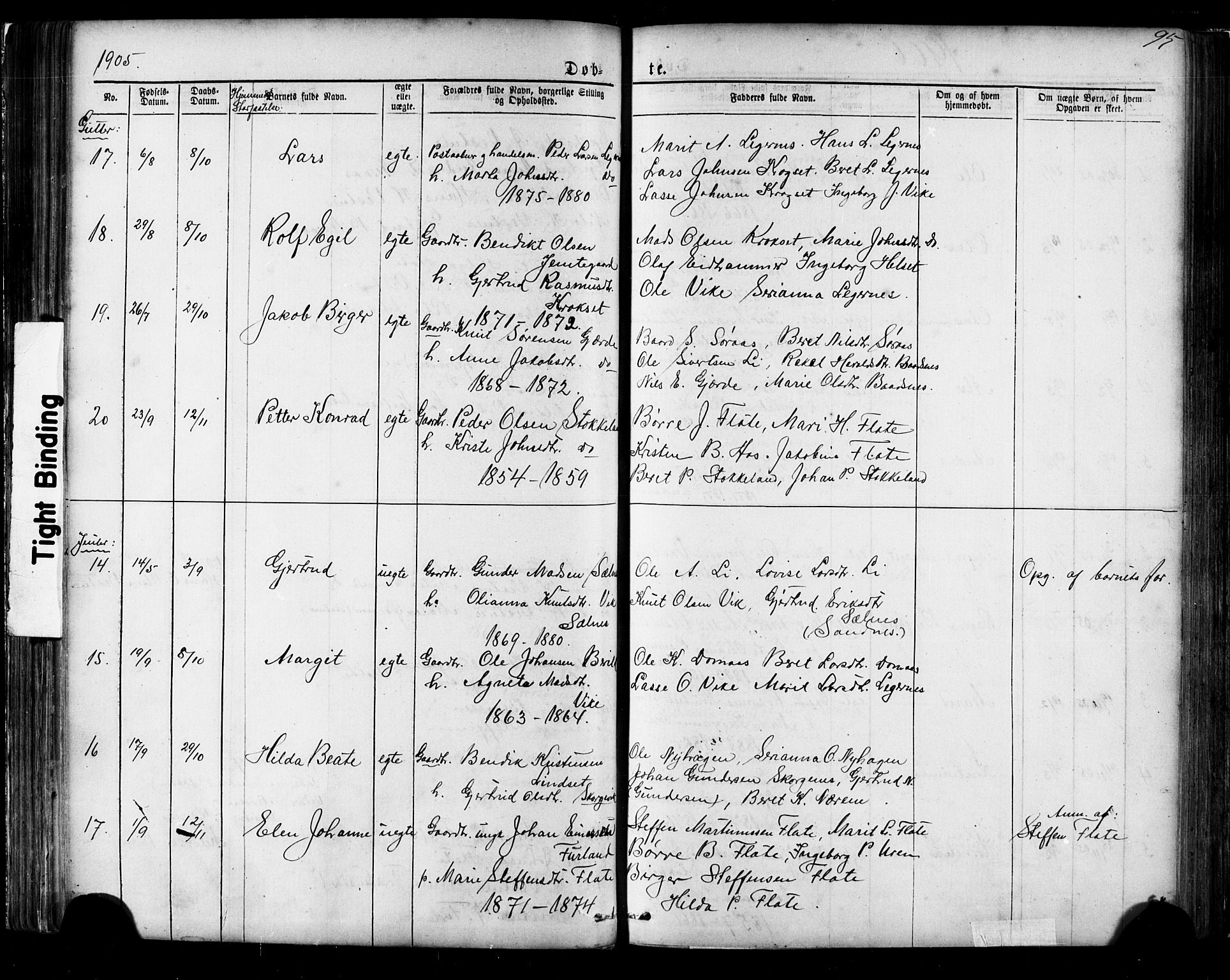 Ministerialprotokoller, klokkerbøker og fødselsregistre - Møre og Romsdal, AV/SAT-A-1454/539/L0536: Klokkerbok nr. 539C02, 1867-1913, s. 95