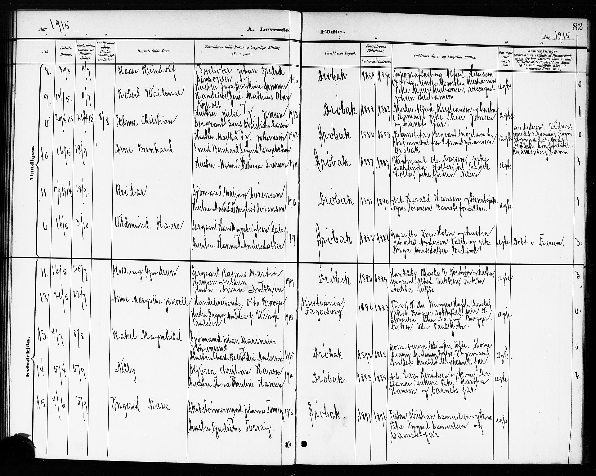 Drøbak prestekontor Kirkebøker, AV/SAO-A-10142a/G/Ga/L0001: Klokkerbok nr. I 1, 1897-1917, s. 82