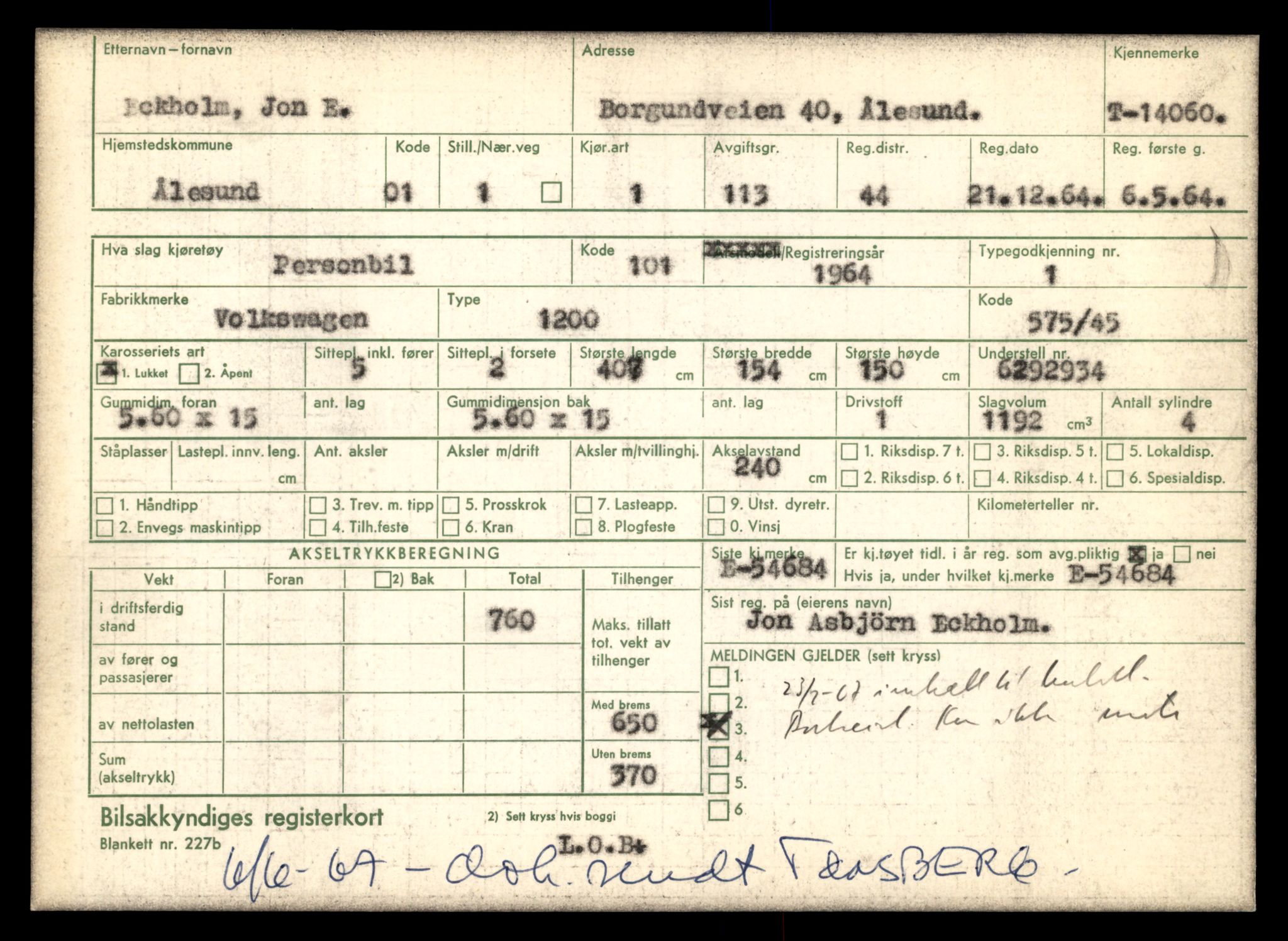Møre og Romsdal vegkontor - Ålesund trafikkstasjon, AV/SAT-A-4099/F/Fe/L0042: Registreringskort for kjøretøy T 13906 - T 14079, 1927-1998, s. 2707