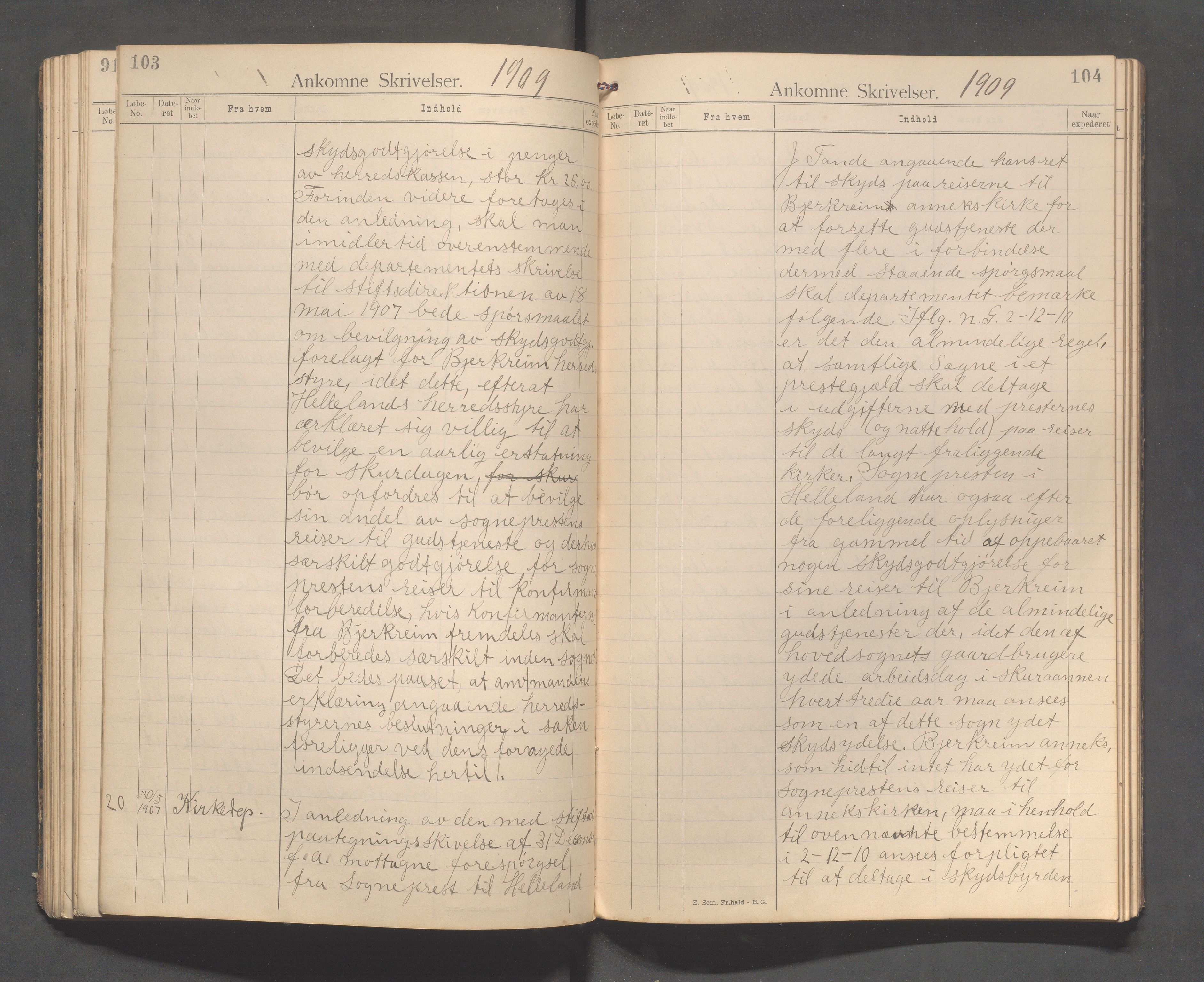 Bjerkreim kommune - Formannskapet/Sentraladministrasjonen, IKAR/K-101531/C/Ca/L0001: Journal, 1896-1911, s. 103-104