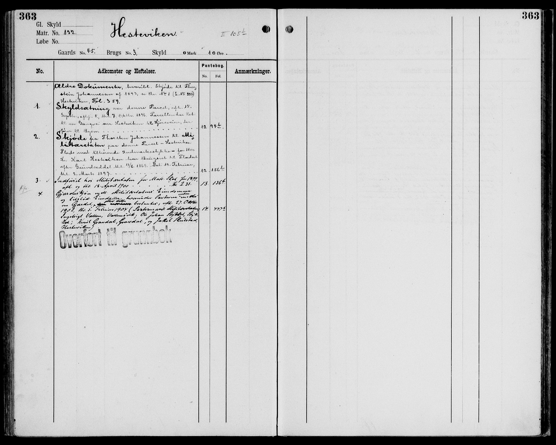 Midhordland sorenskriveri, AV/SAB-A-3001/1/G/Ga/Gab/L0107: Panteregister nr. II.A.b.107, s. 363