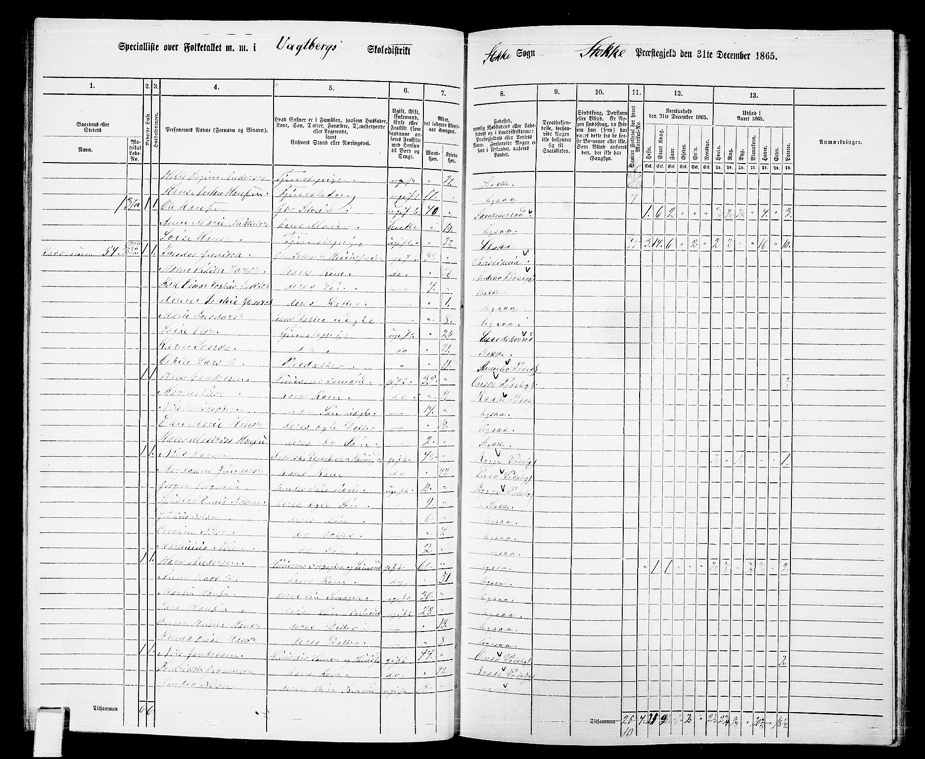 RA, Folketelling 1865 for 0720P Stokke prestegjeld, 1865, s. 70