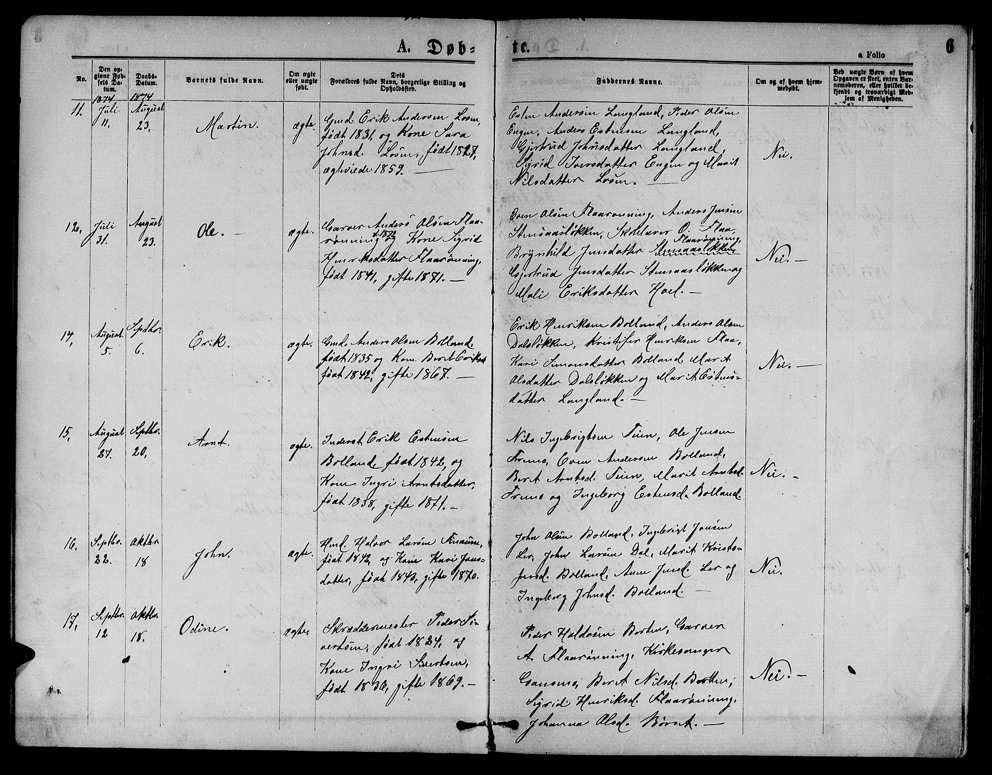 Ministerialprotokoller, klokkerbøker og fødselsregistre - Sør-Trøndelag, AV/SAT-A-1456/693/L1122: Klokkerbok nr. 693C03, 1870-1886, s. 6