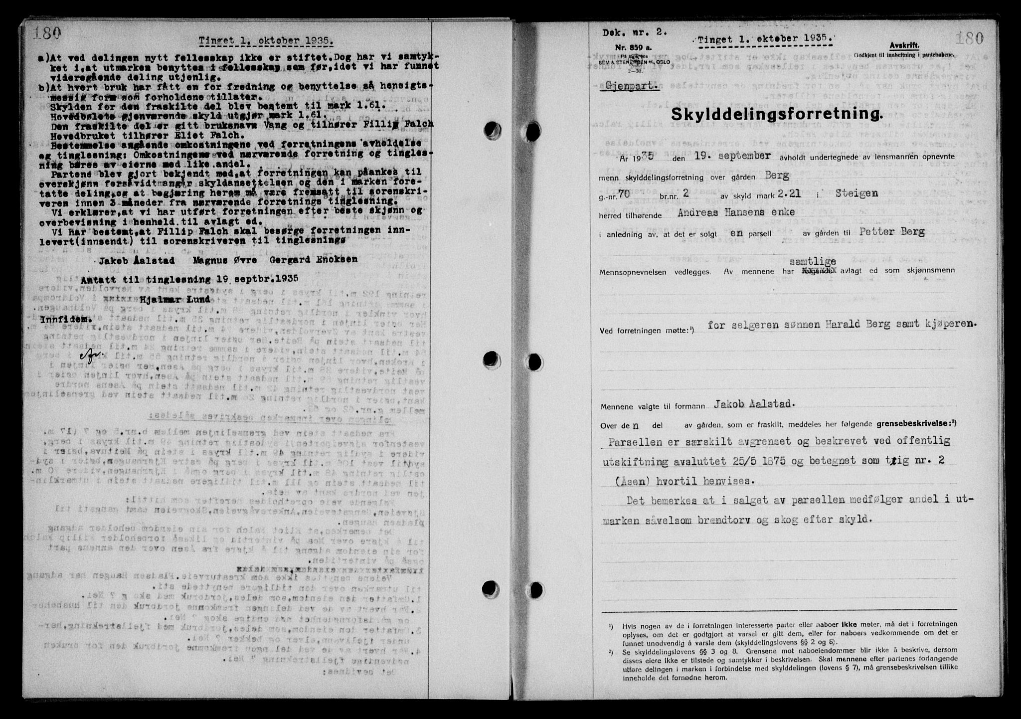 Steigen og Ofoten sorenskriveri, SAT/A-0030/1/2/2C/L0026: Pantebok nr. 30, 1935-1936, Tingl.dato: 01.10.1935