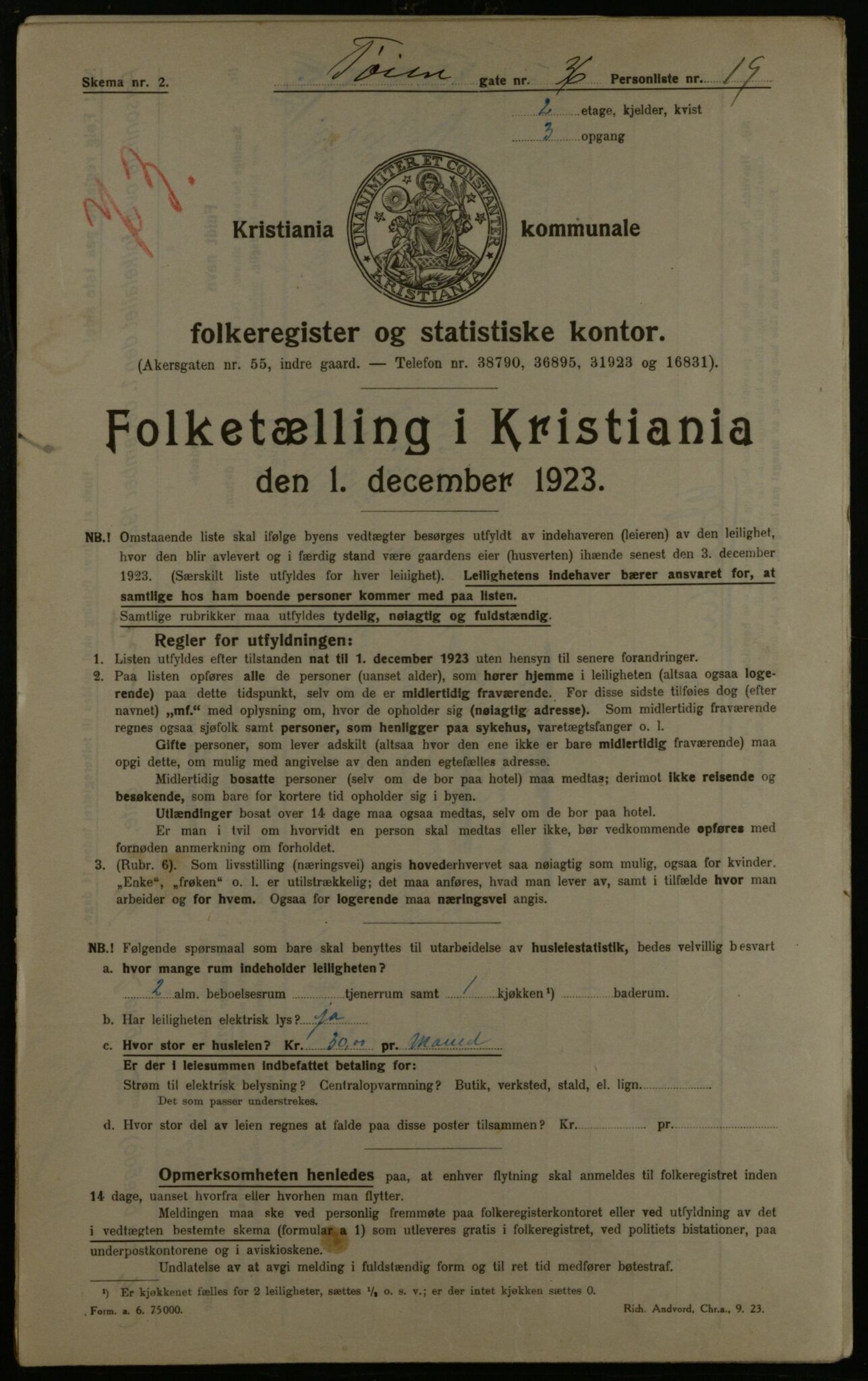 OBA, Kommunal folketelling 1.12.1923 for Kristiania, 1923, s. 130283