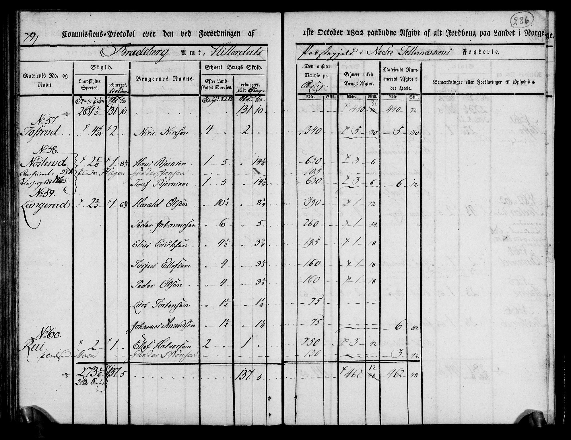 Rentekammeret inntil 1814, Realistisk ordnet avdeling, AV/RA-EA-4070/N/Ne/Nea/L0070: og 0071: Nedre Telemarken og Bamble fogderi. Kommisjonsprotokoll for Gjerpen, Solum, Holla, Bø, Sauherad og Heddal prestegjeld., 1803, s. 175