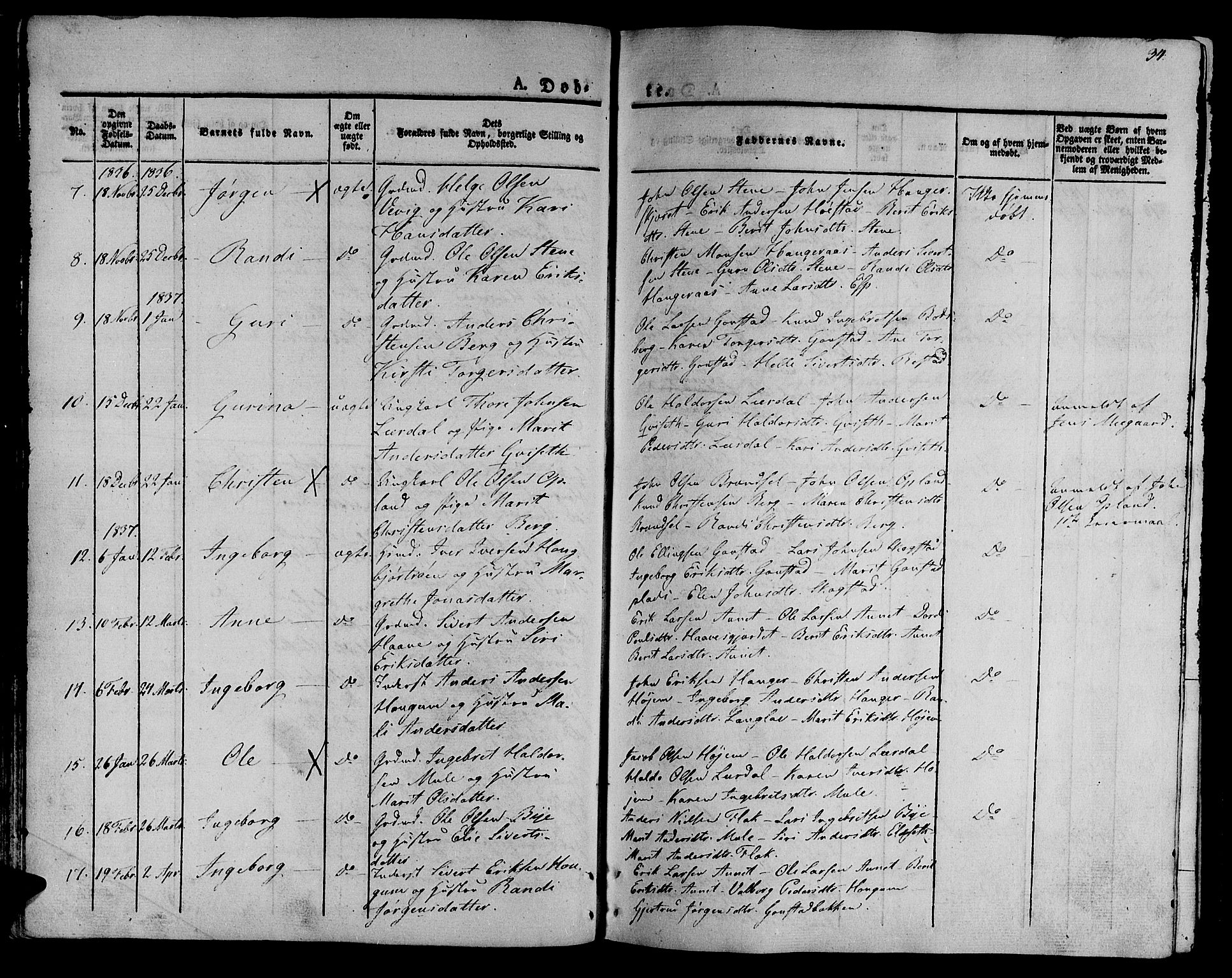 Ministerialprotokoller, klokkerbøker og fødselsregistre - Sør-Trøndelag, SAT/A-1456/612/L0374: Ministerialbok nr. 612A07 /1, 1829-1845, s. 34