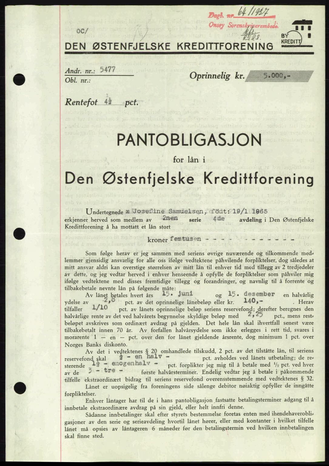 Onsøy sorenskriveri, SAO/A-10474/G/Ga/Gac/L0001: Pantebok nr. B1, 1936-1938, Dagboknr: 64/1937