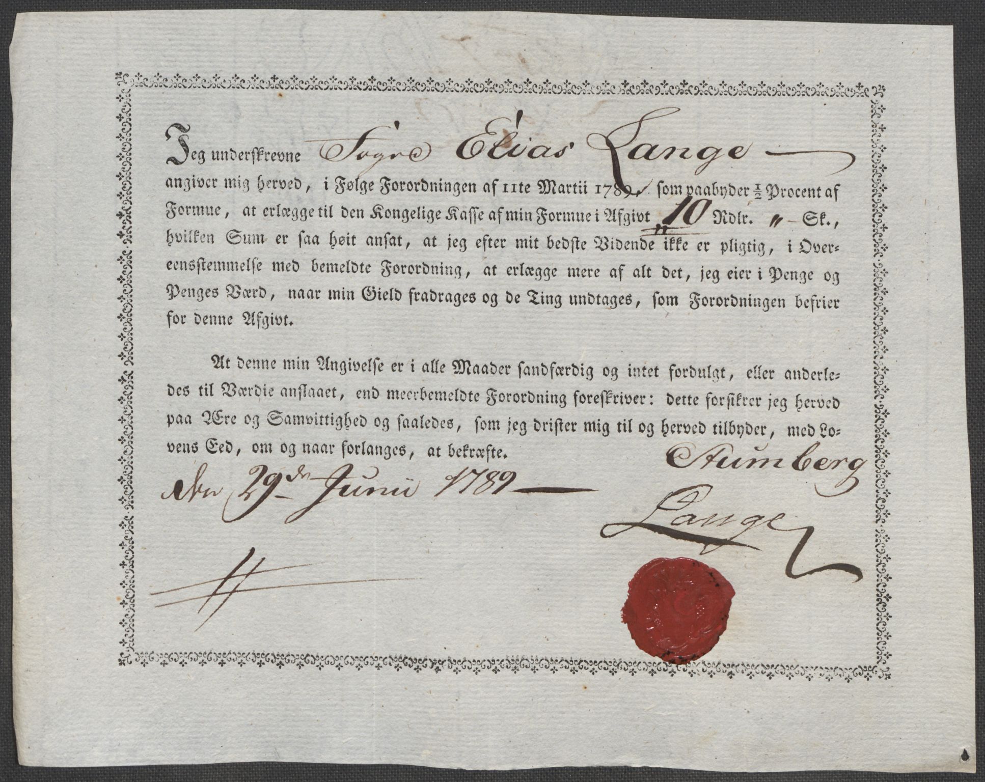 Rentekammeret inntil 1814, Reviderte regnskaper, Mindre regnskaper, AV/RA-EA-4068/Rf/Rfe/L0015: Holmestrand, Idd og Marker fogderi, 1789, s. 413