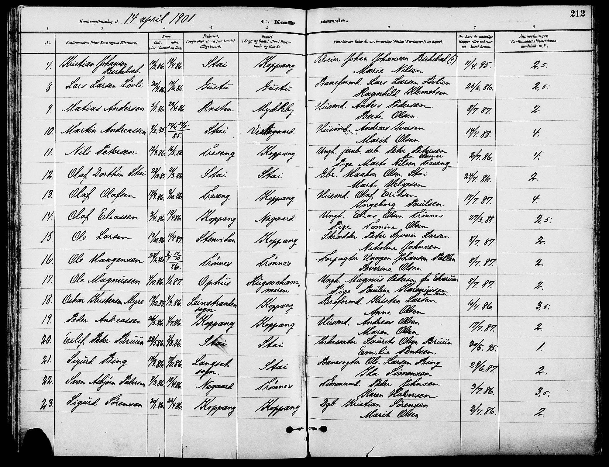 Stor-Elvdal prestekontor, SAH/PREST-052/H/Ha/Haa/L0002: Ministerialbok nr. 2, 1882-1907, s. 212