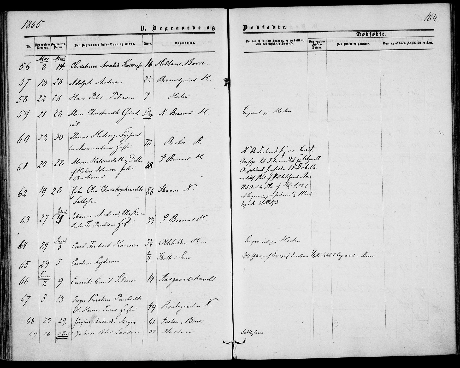 Borre kirkebøker, AV/SAKO-A-338/F/Fa/L0007: Ministerialbok nr. I 7, 1862-1867, s. 184